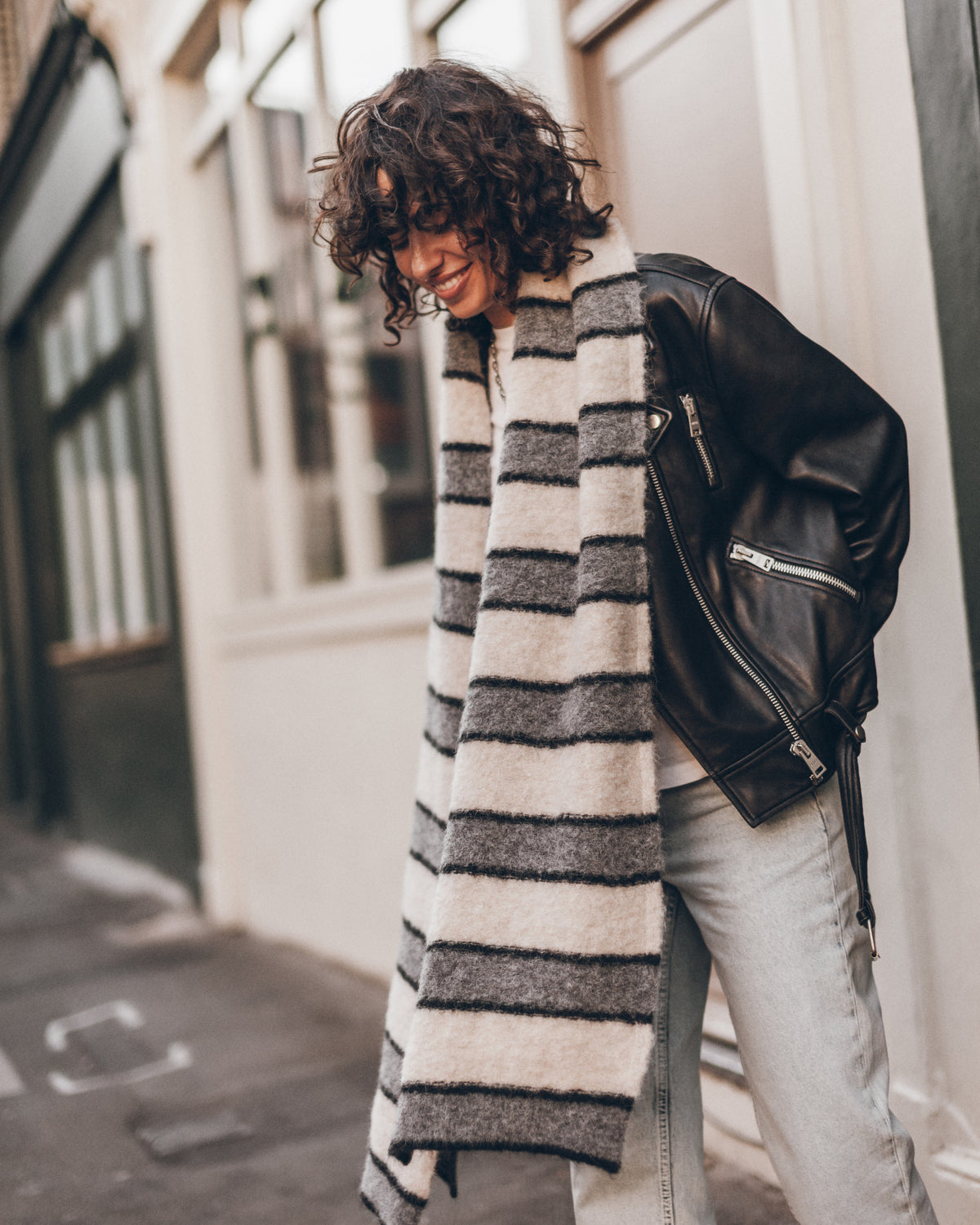 The Grey Striped Knitted Scarf