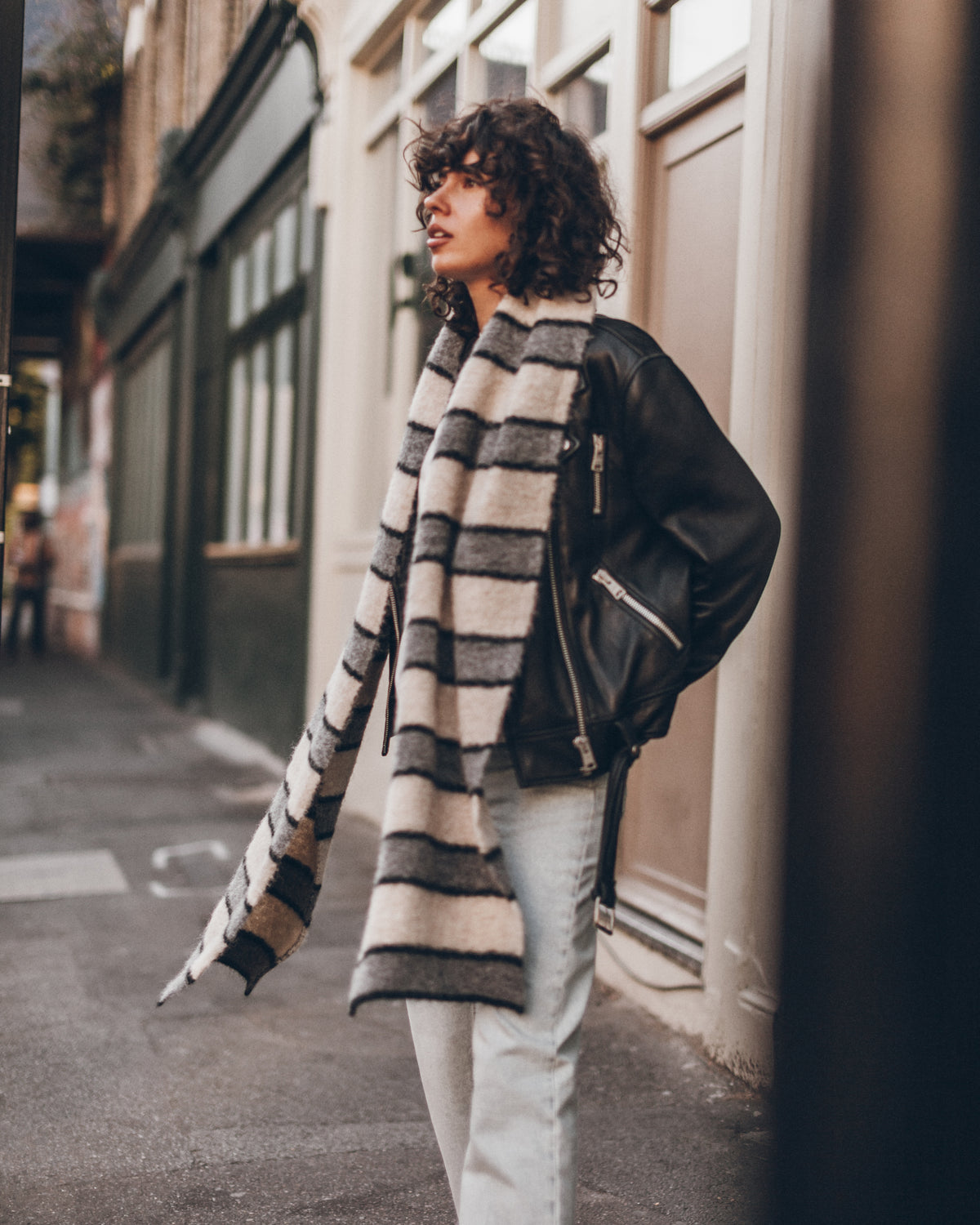 The Grey Striped Knitted Scarf
