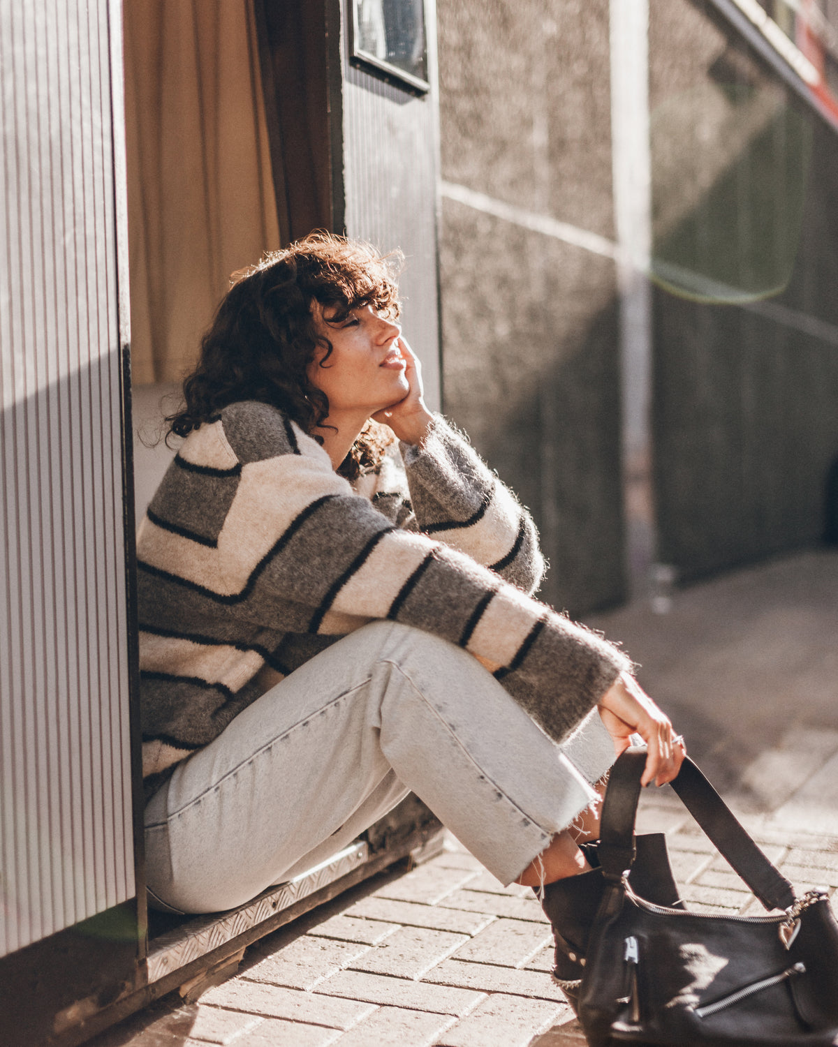 The Grey Striped Knitted Sweater