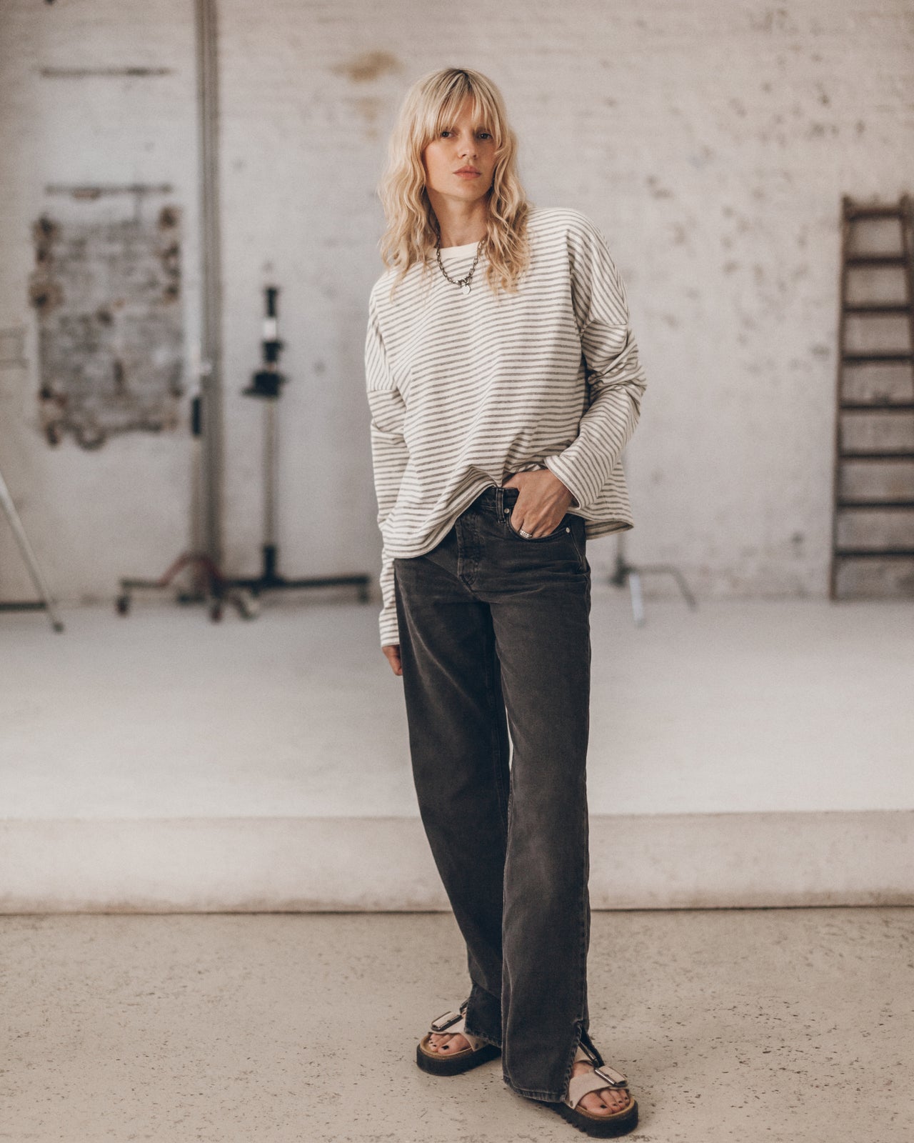 The Black Straight Slit Jeans