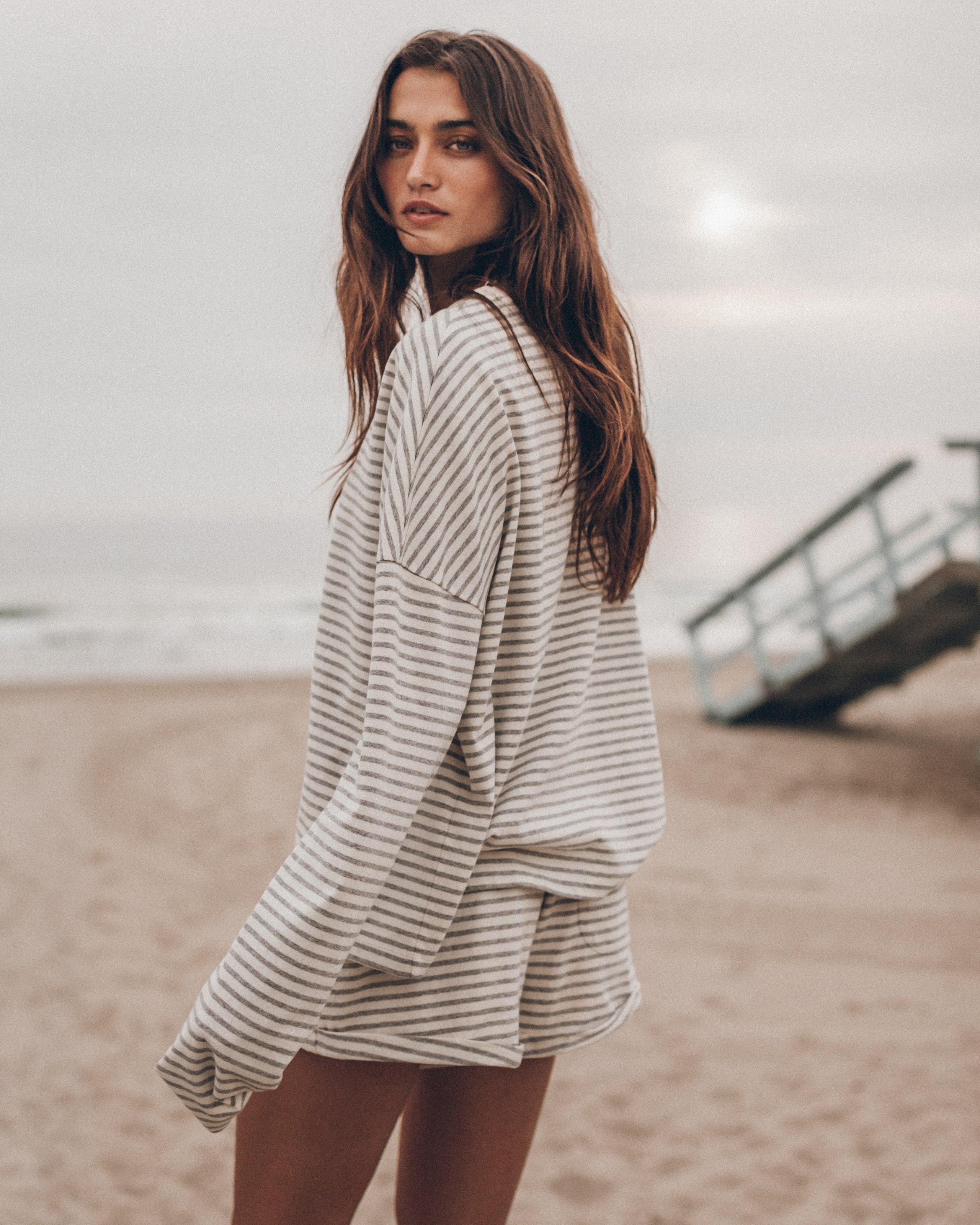 The Grey Striped Loose Cotton Longsleeve