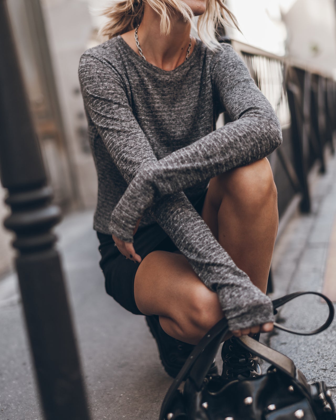 The Grey Striped Sparkly Thin Longsleeve
