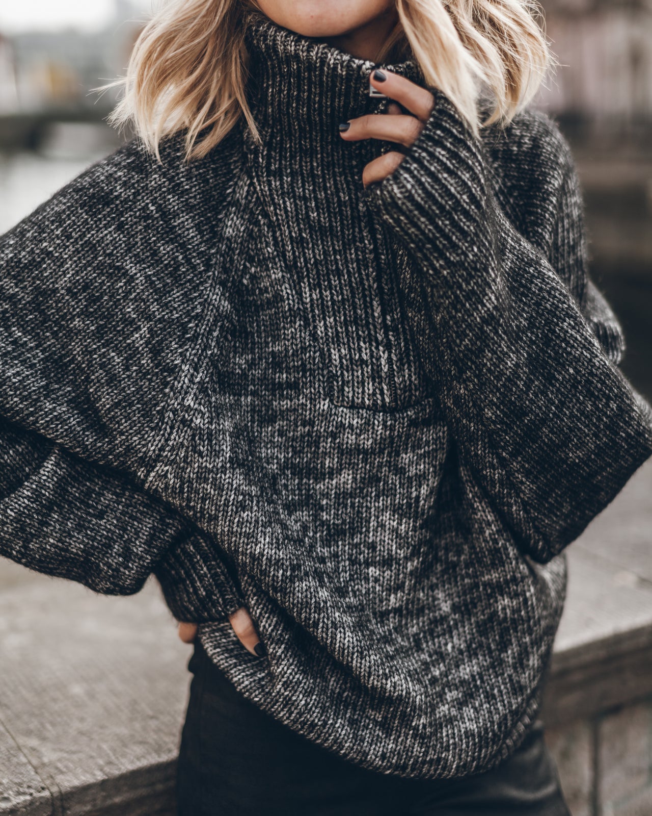 The Grey Zipped Knit Sweater