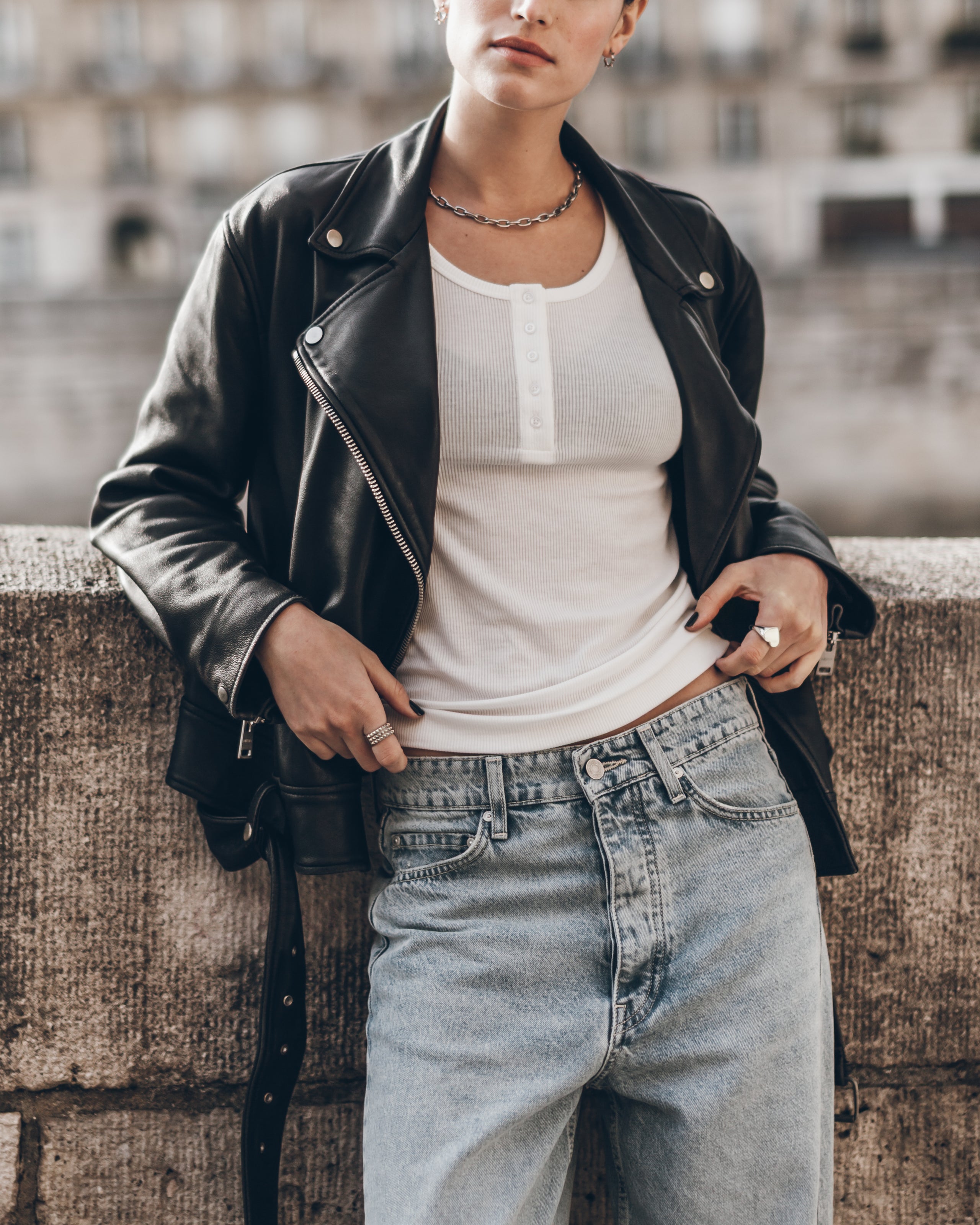 The White Buttoned Ribbed Longsleeve