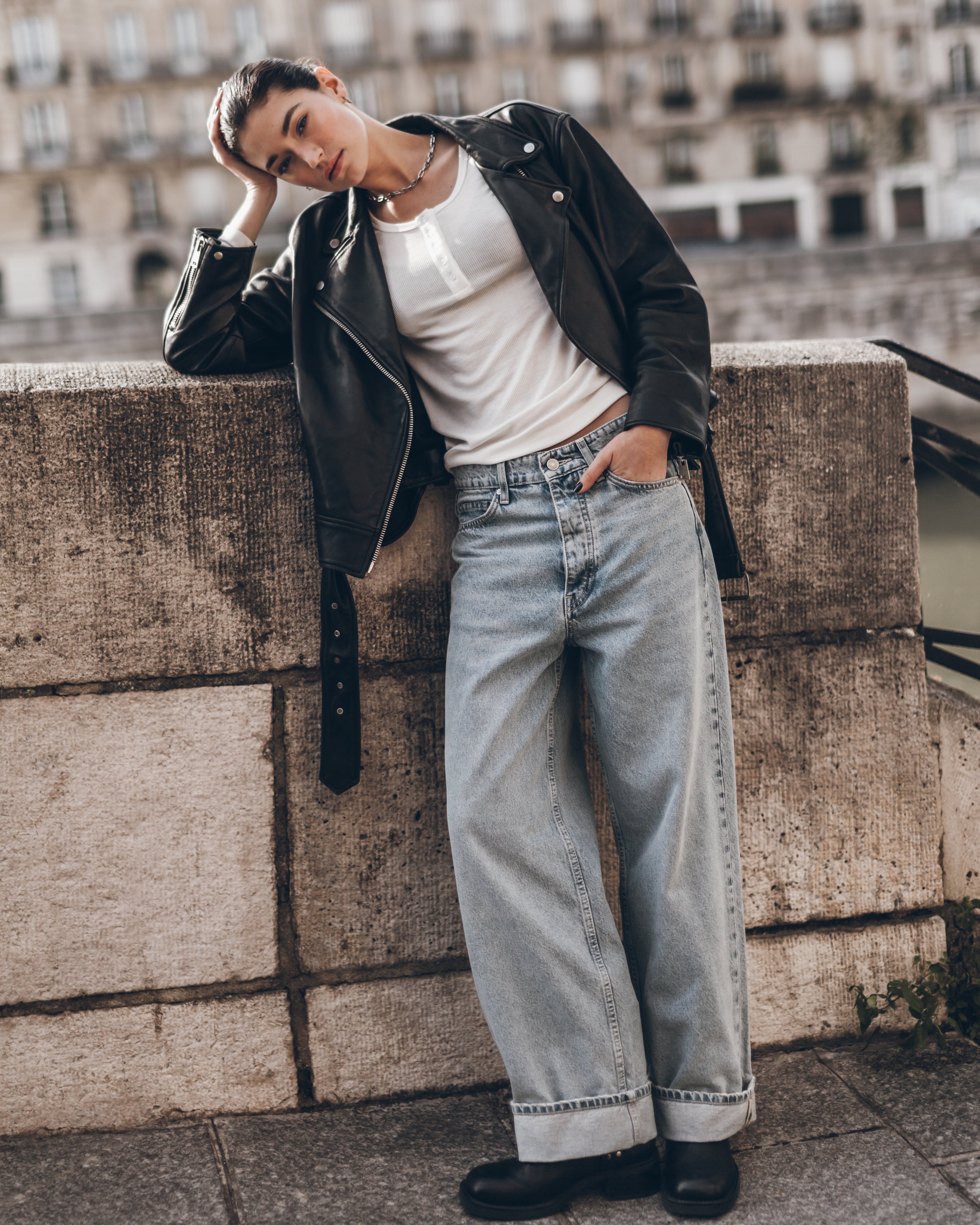 The White Buttoned Ribbed Longsleeve