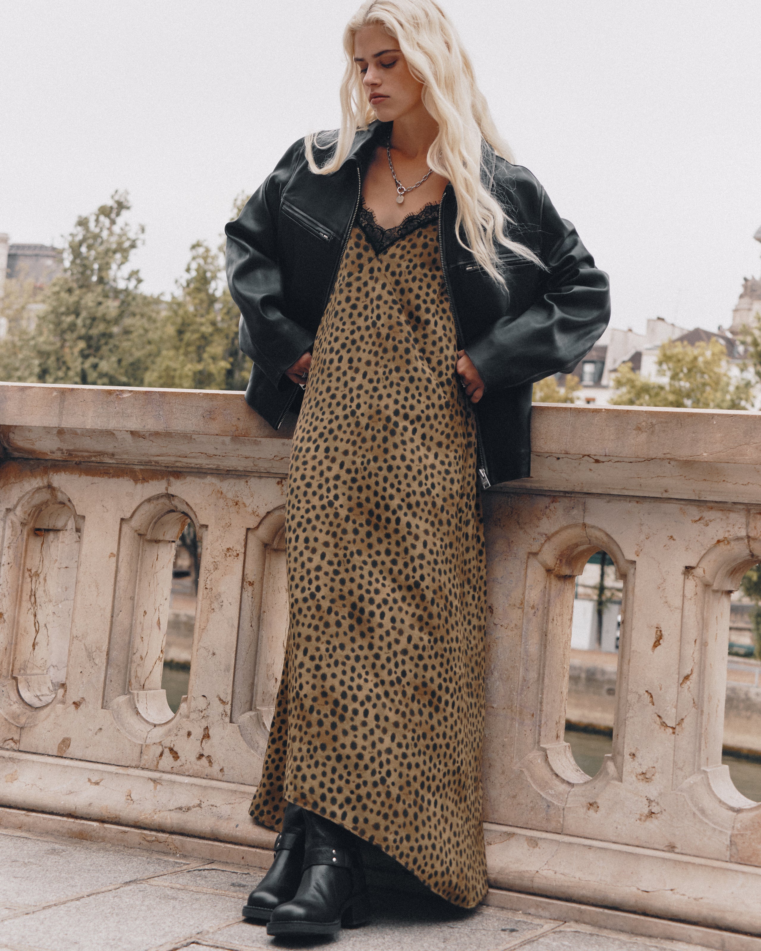 leo laced long slip dress