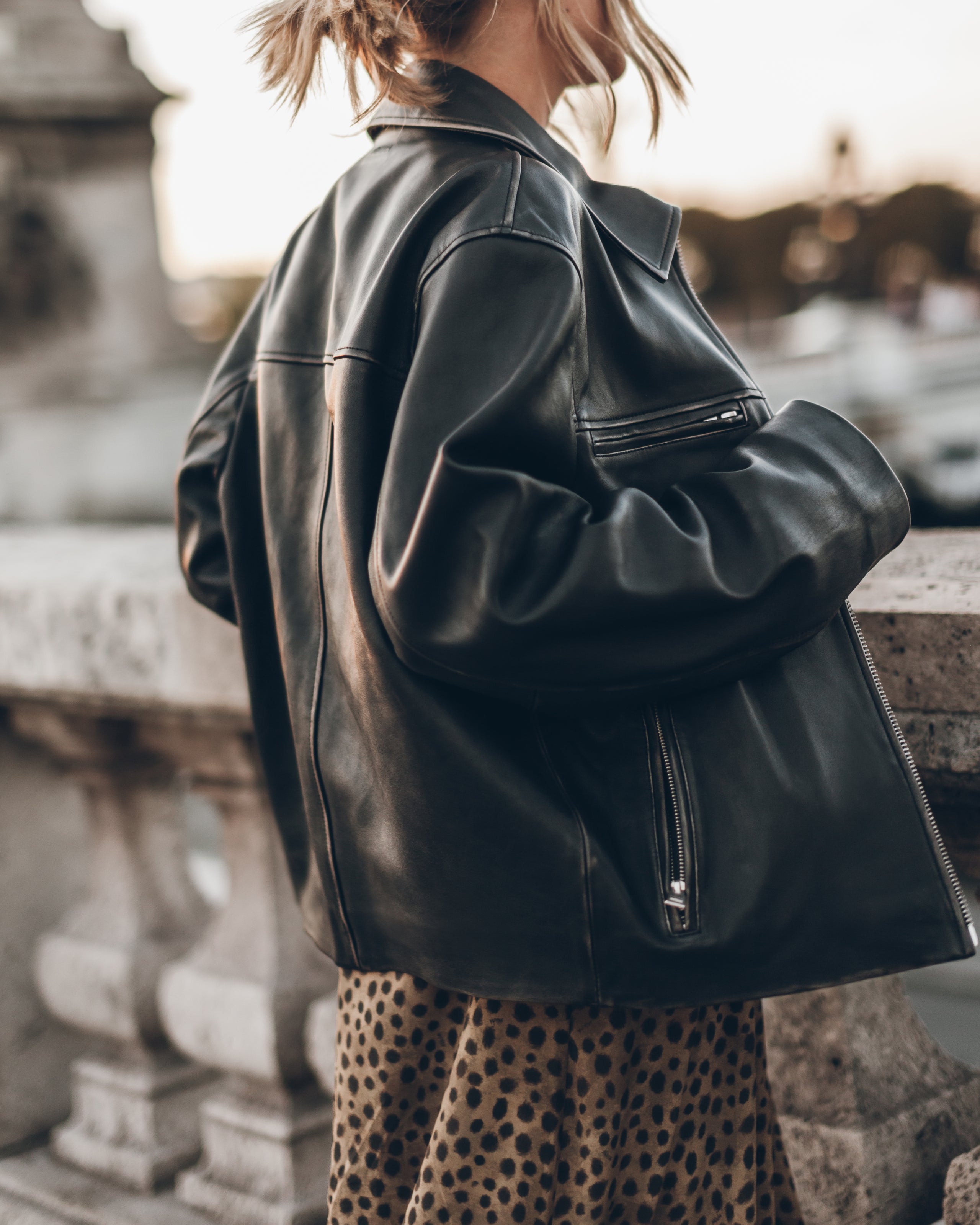 The Black Faded Straight Leather Jacket