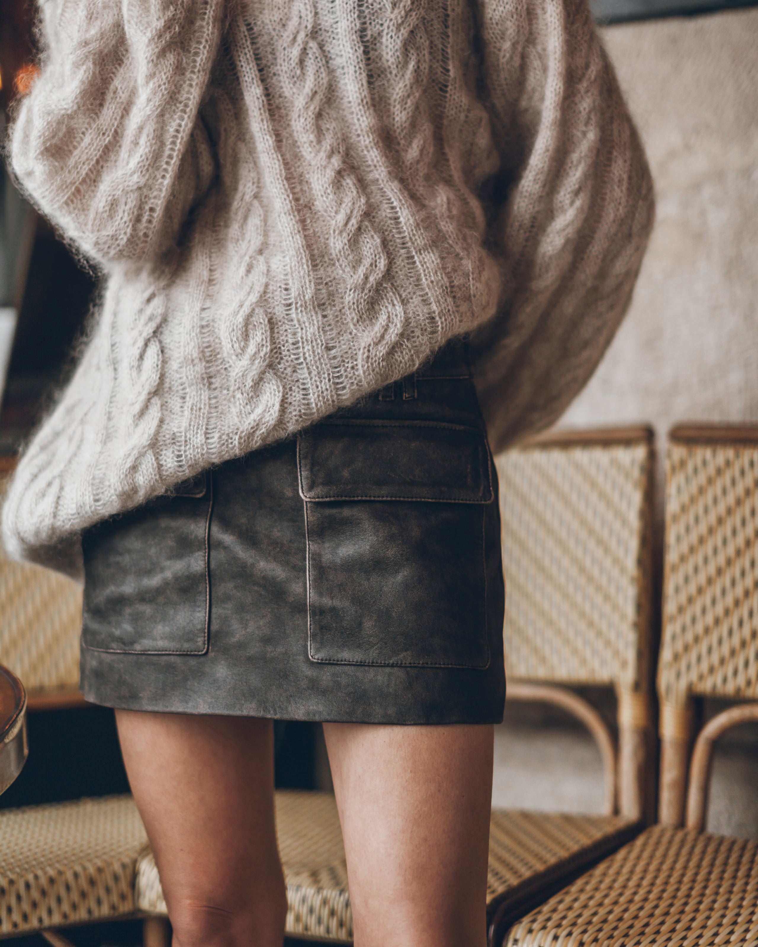 The Brown Leather Mini Skirt