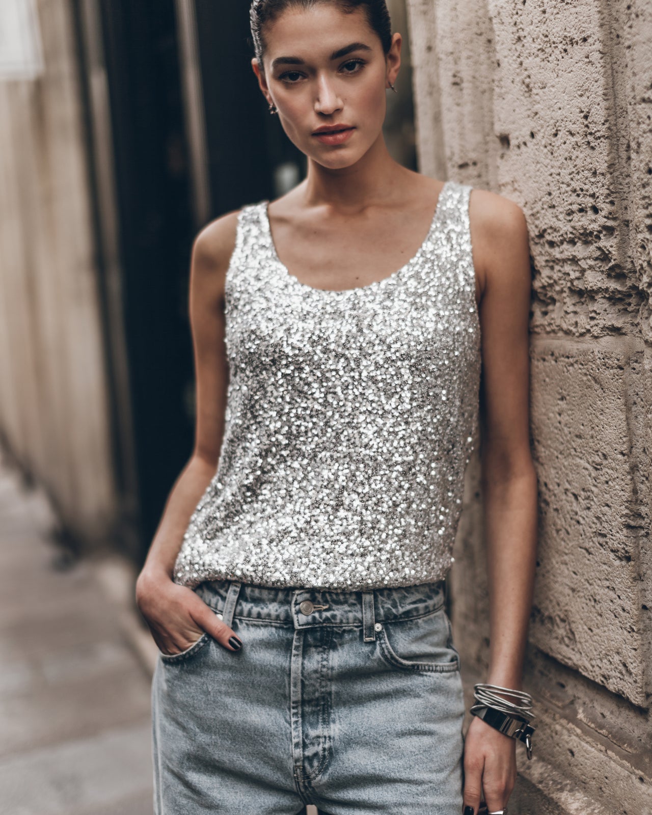 The Light Sequin Base Tank Top