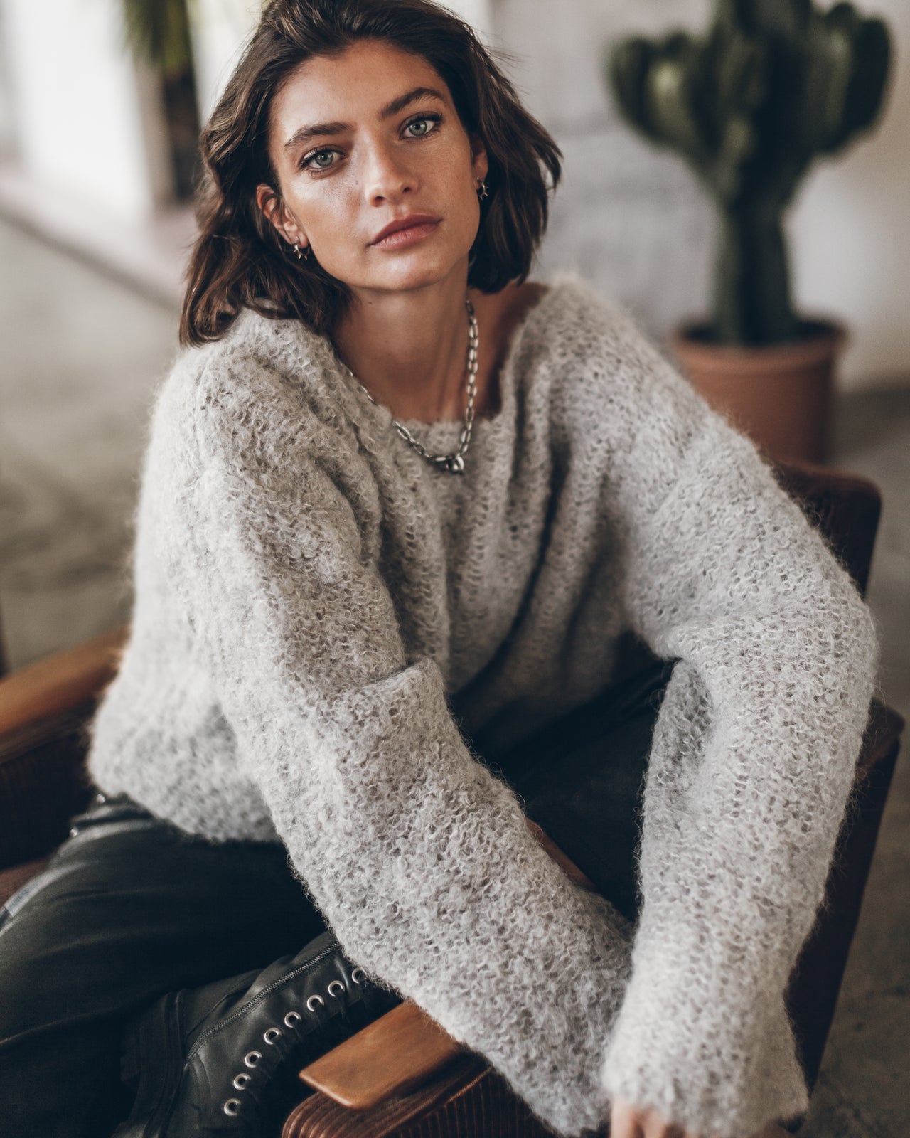 The Light Sherpa Cropped Knitted Sweater