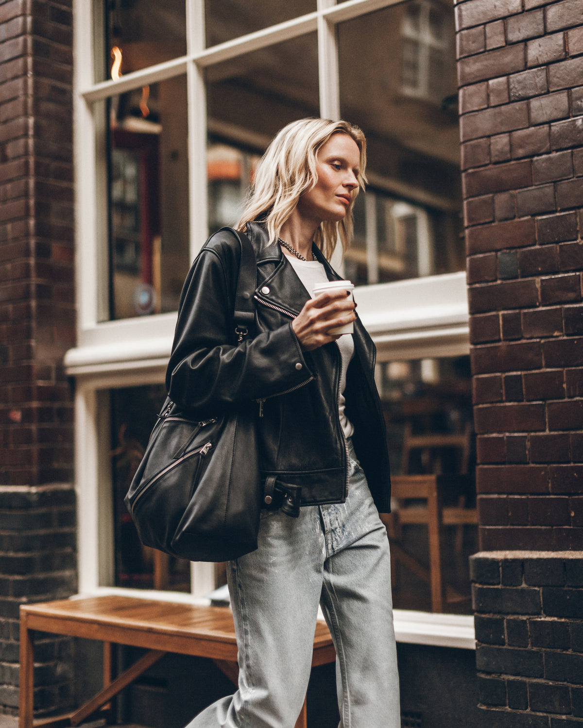 The Metallic Straight Slit Jeans