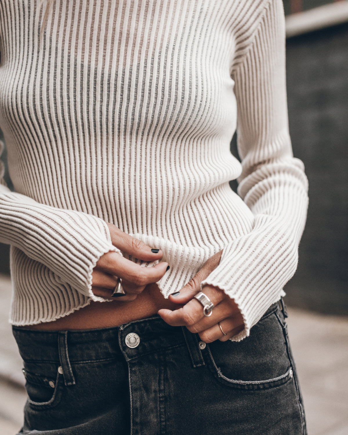 The Off White Cotton Striped Thin Longsleeve