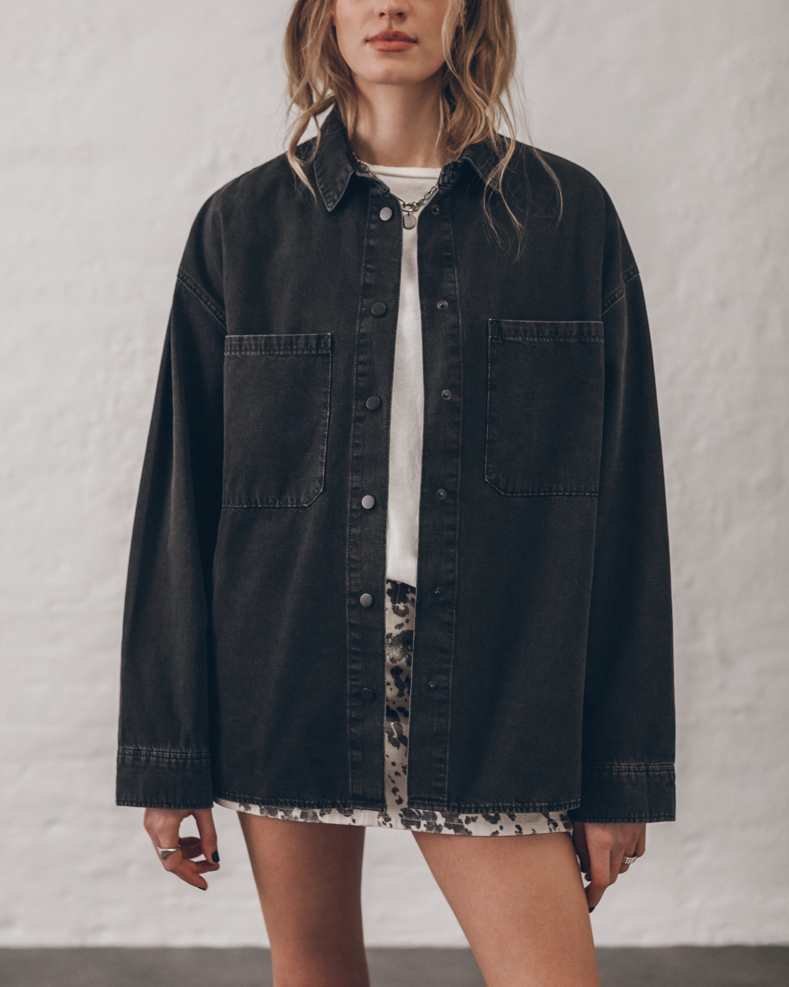 The Off White Dry Cotton Vintage Shirt The Black Denim Overshirt The Dalmatian Denim Skirt Studio...