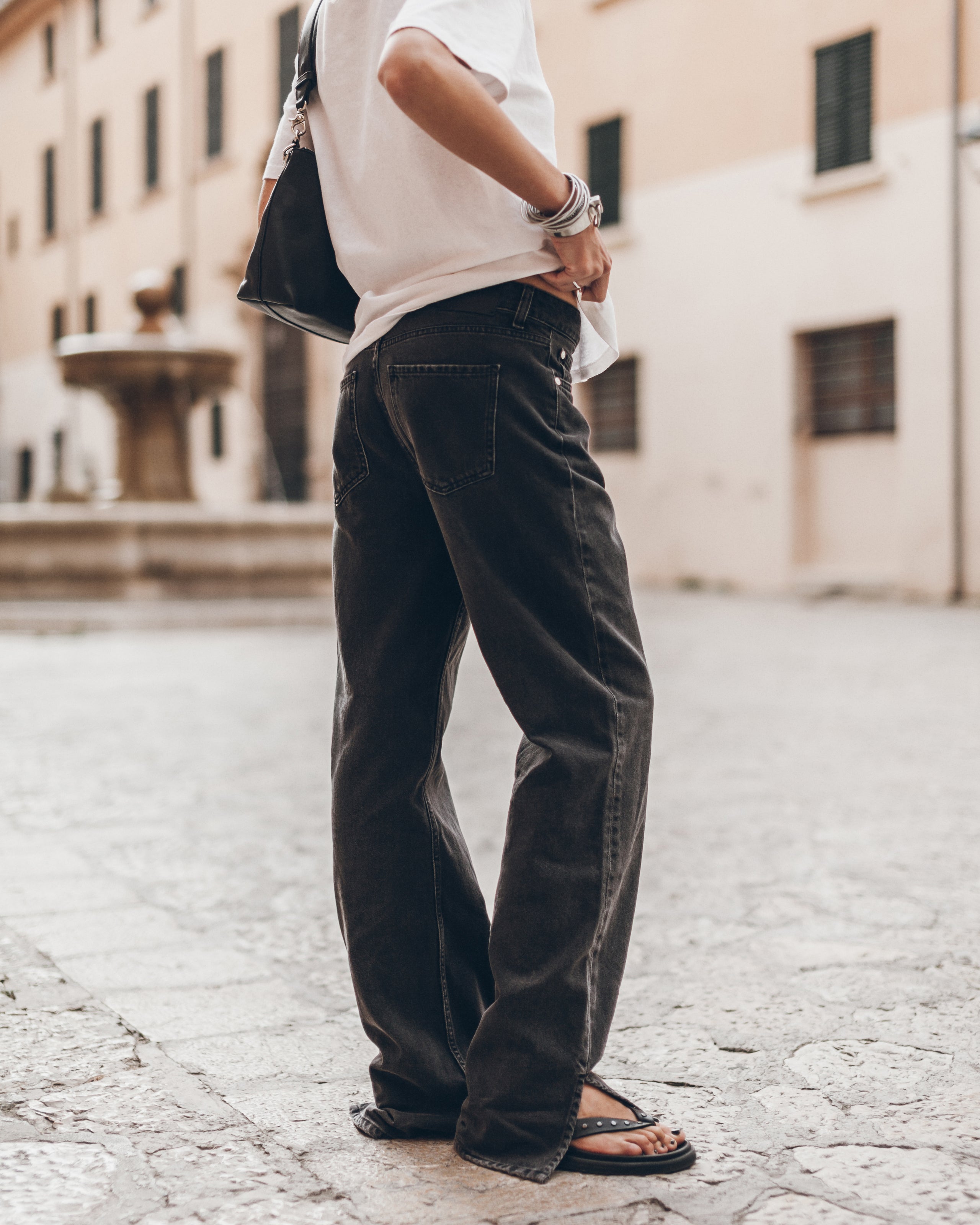 The Black Straight Slit Jeans