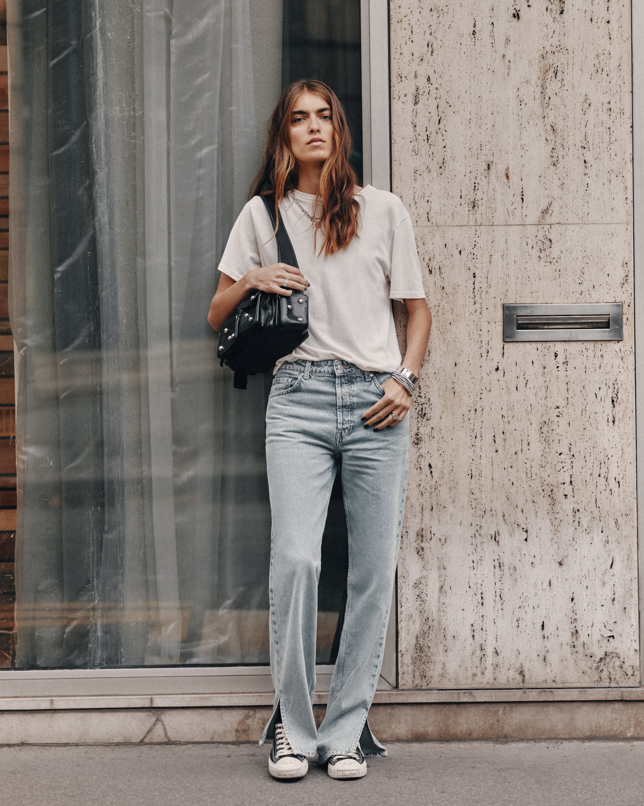 The Blue Straight Slit Jeans