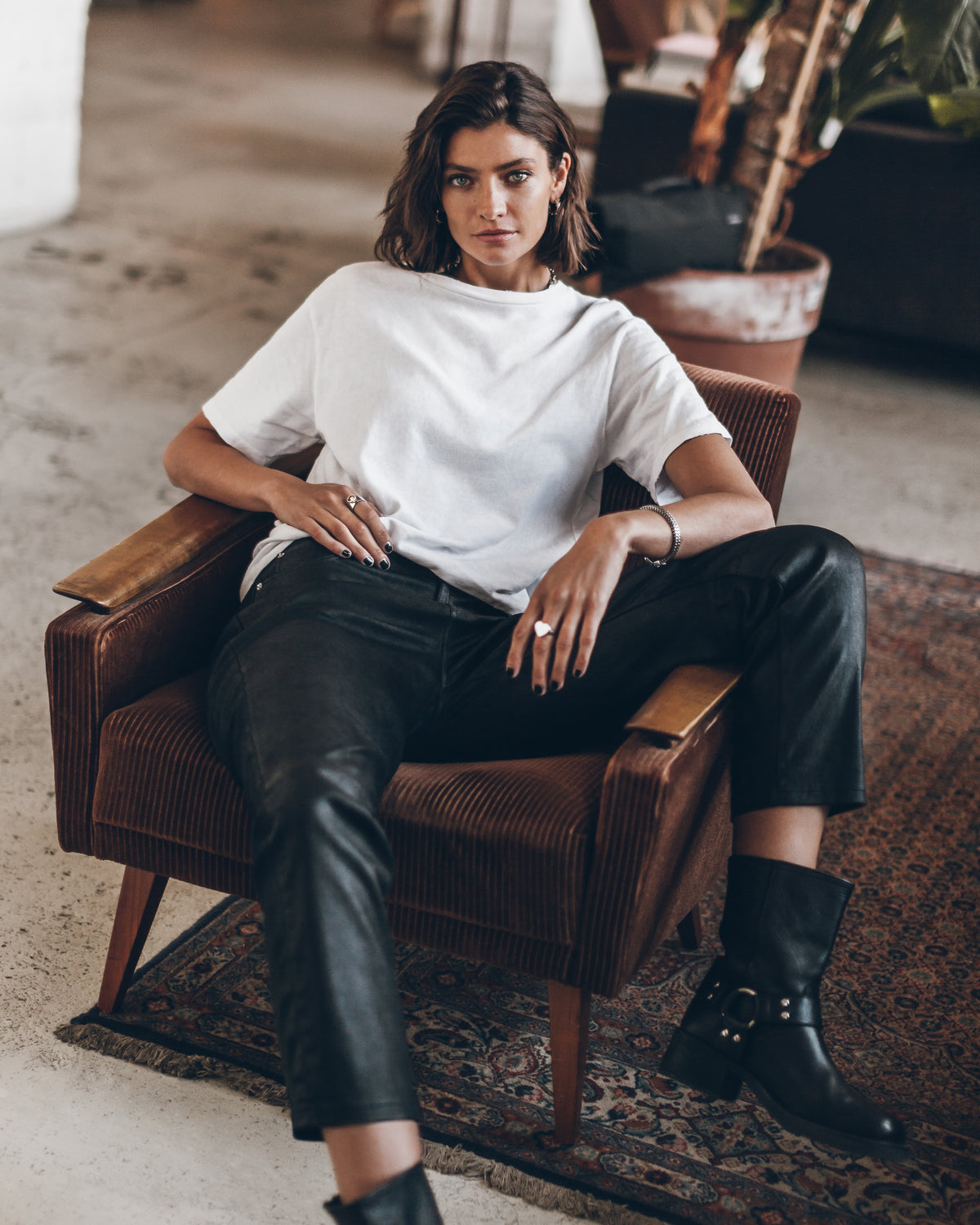 Straight Leather Pants
