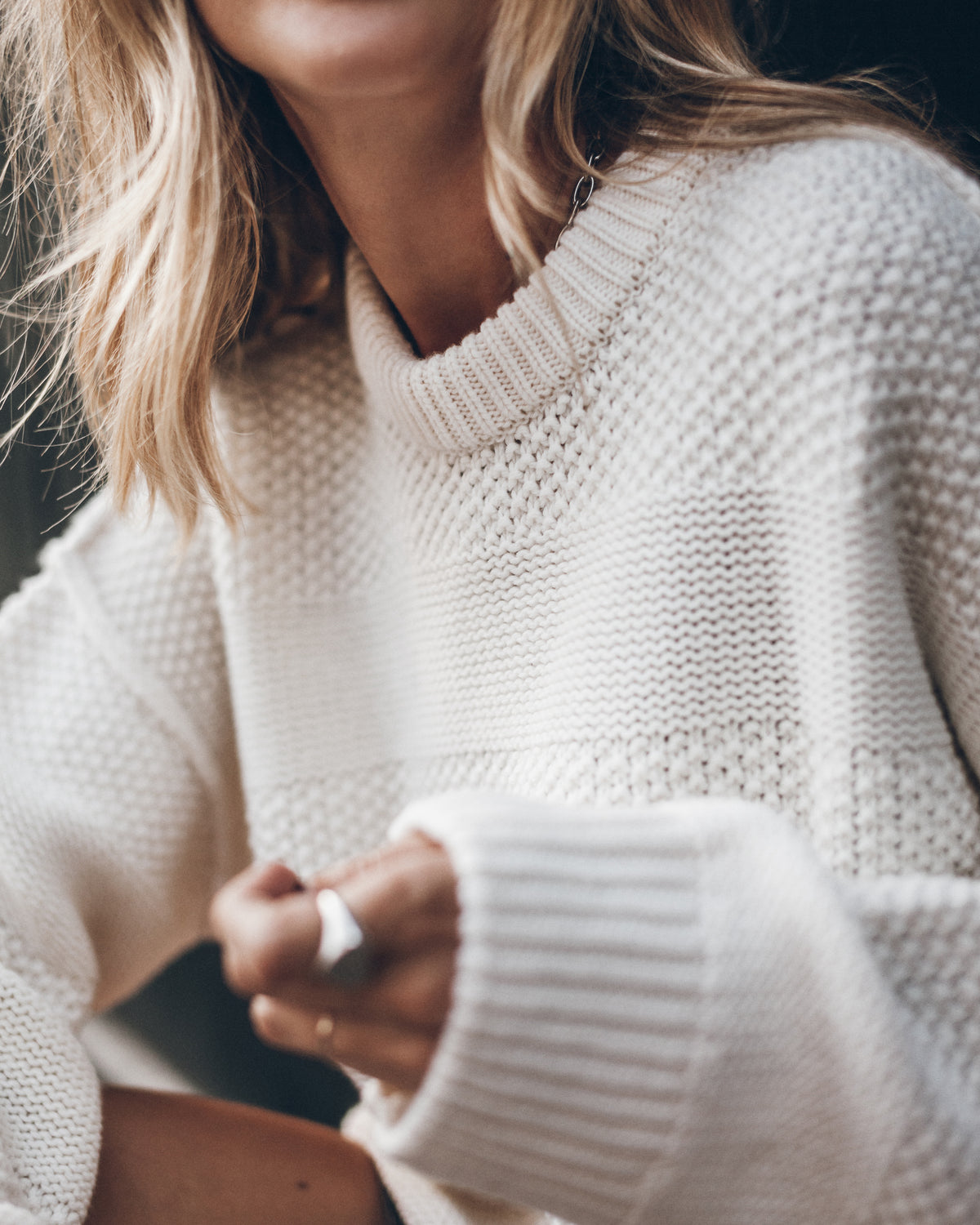The Off White Textured Knit Sweater