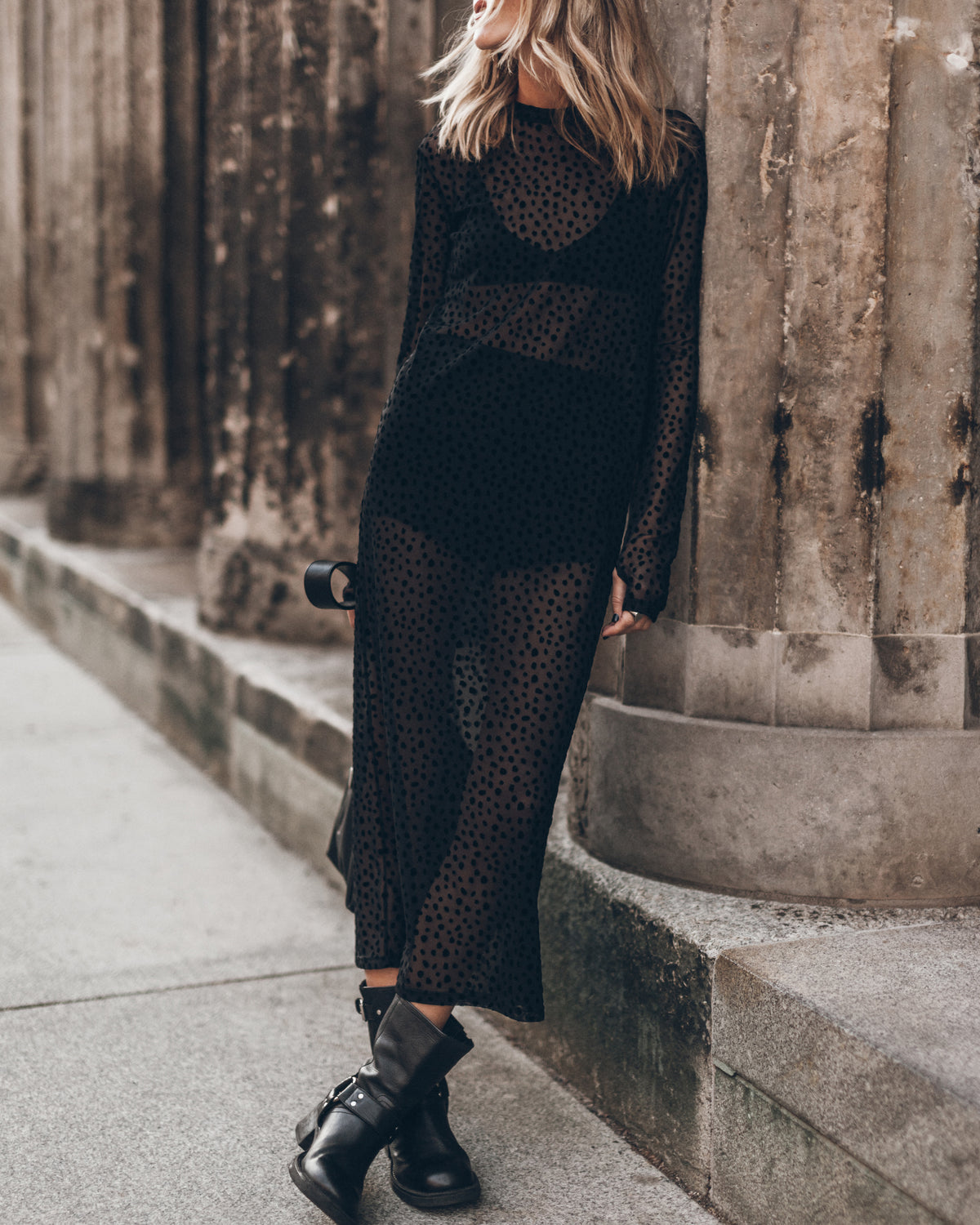 The Black Printed Mesh Dress