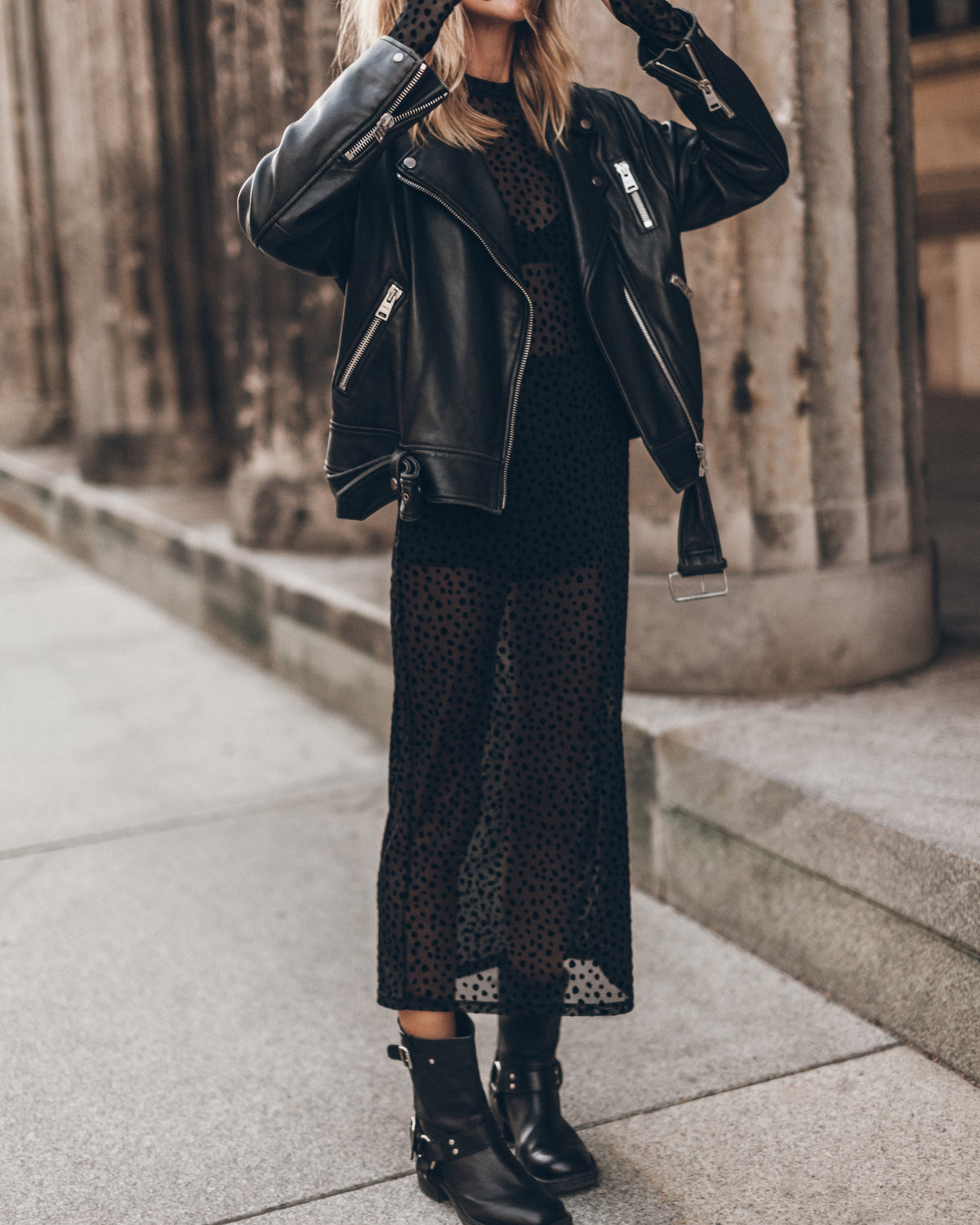 The Black Printed Mesh Dress