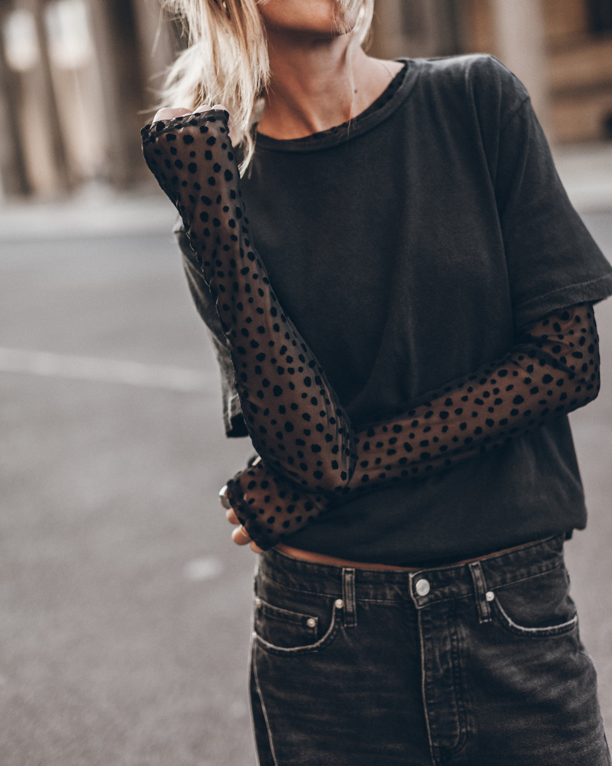 The Black Printed Mesh Longsleeve