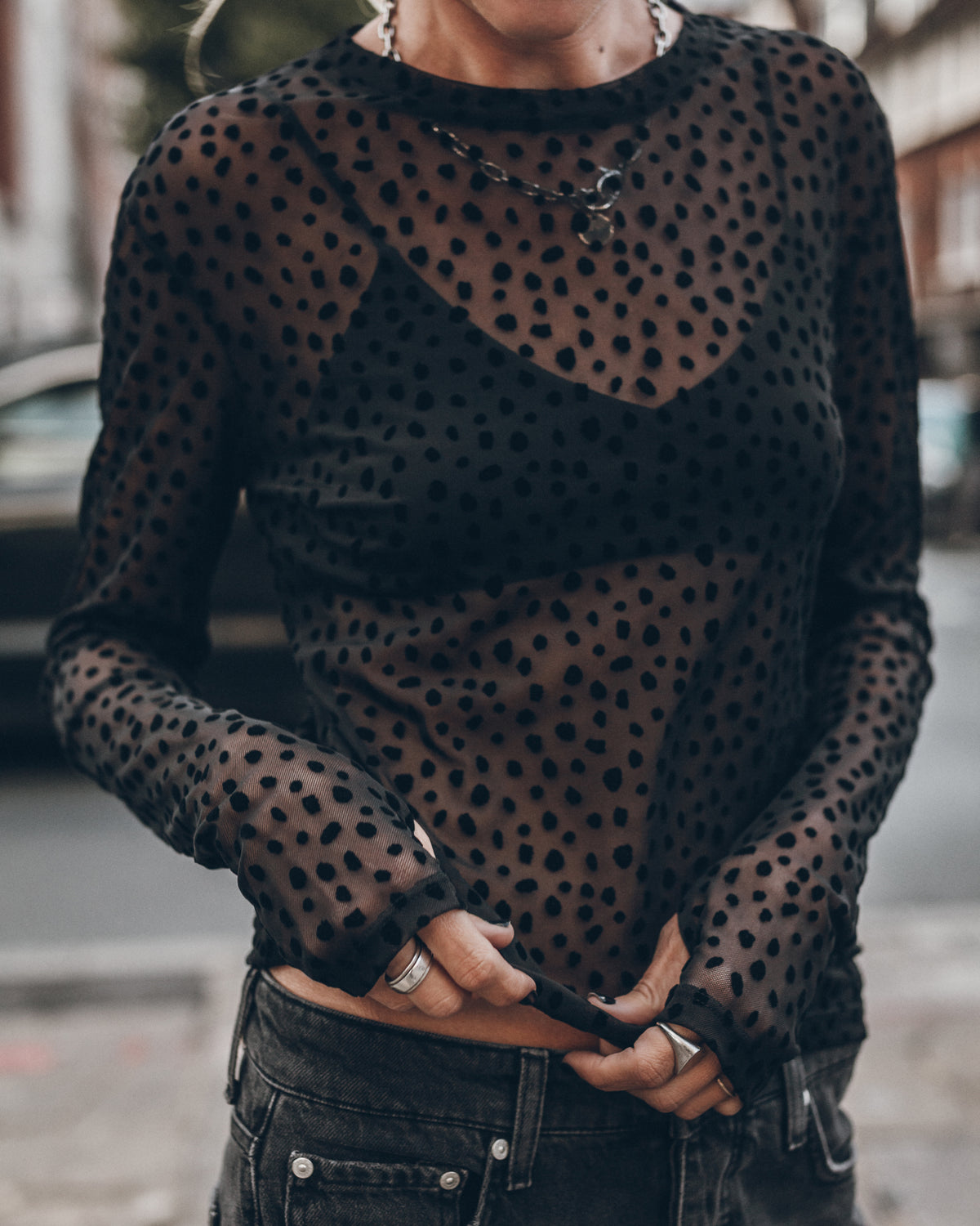 The Black Printed Mesh Longsleeve