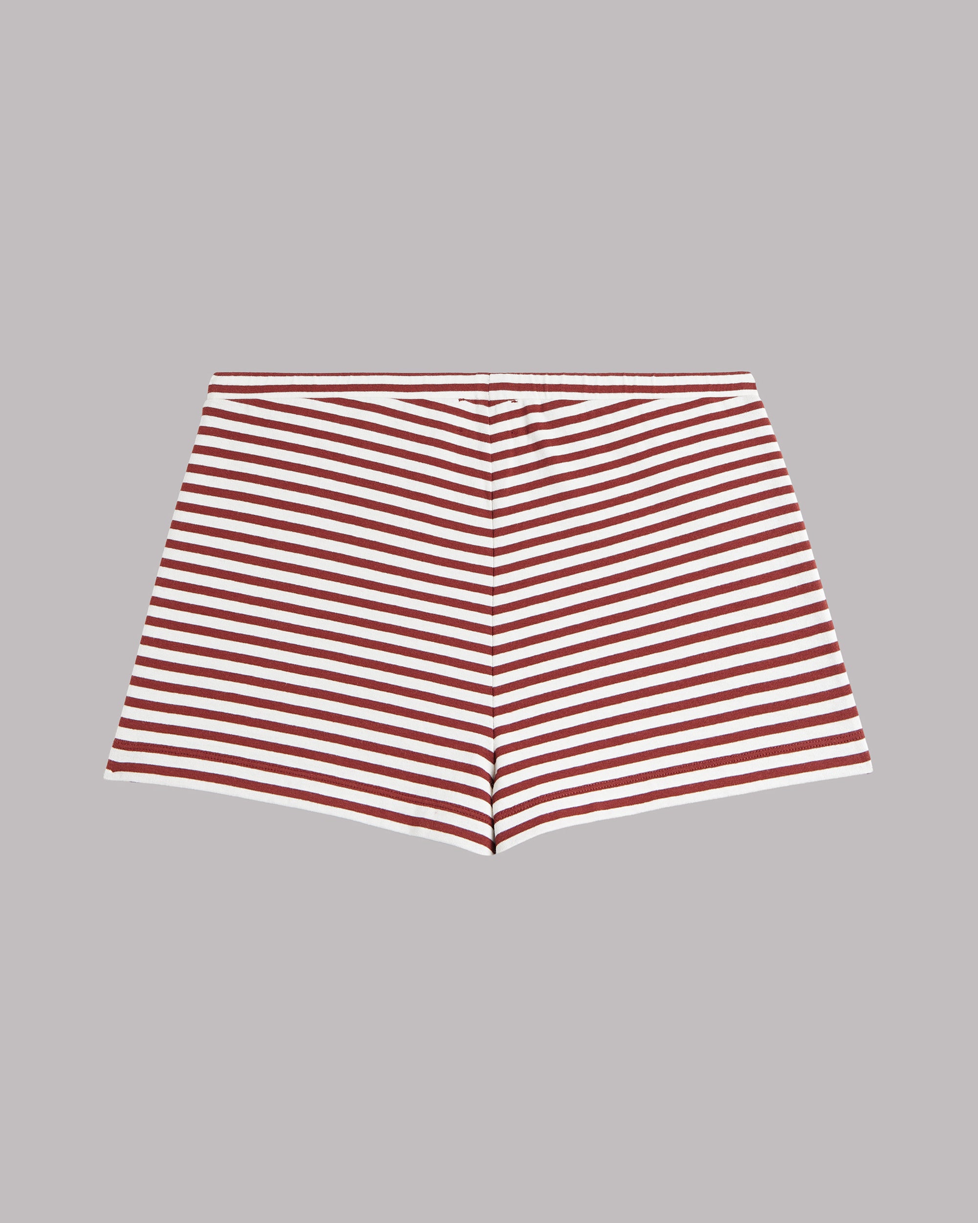 Red and white striped shorts on a gray background