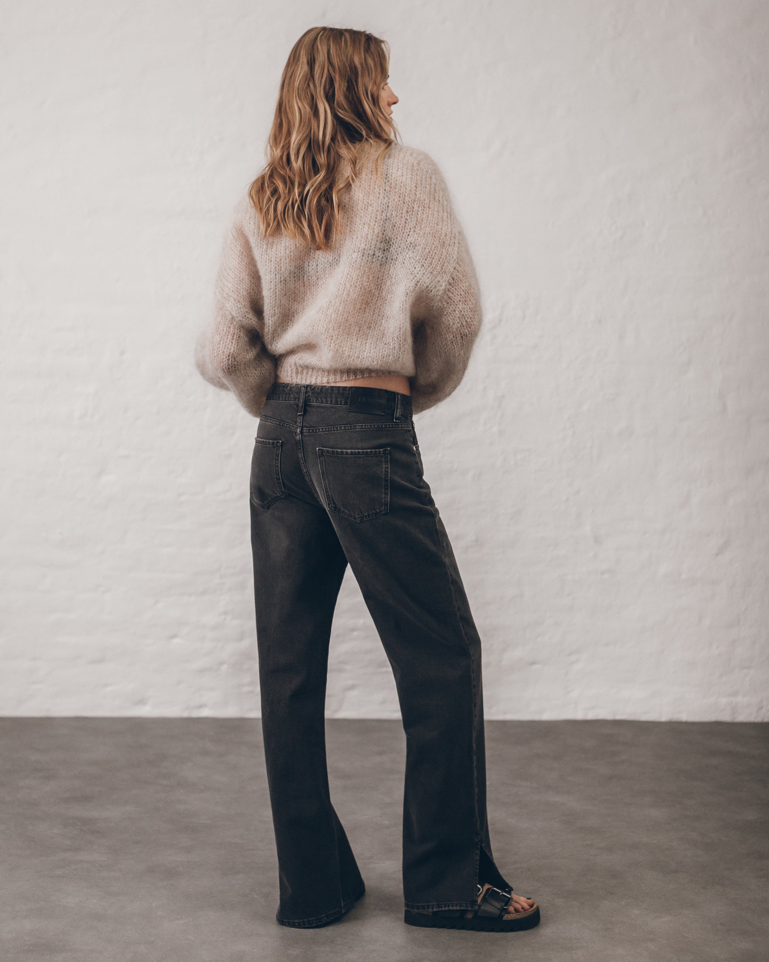 The Black Straight Slit Jeans