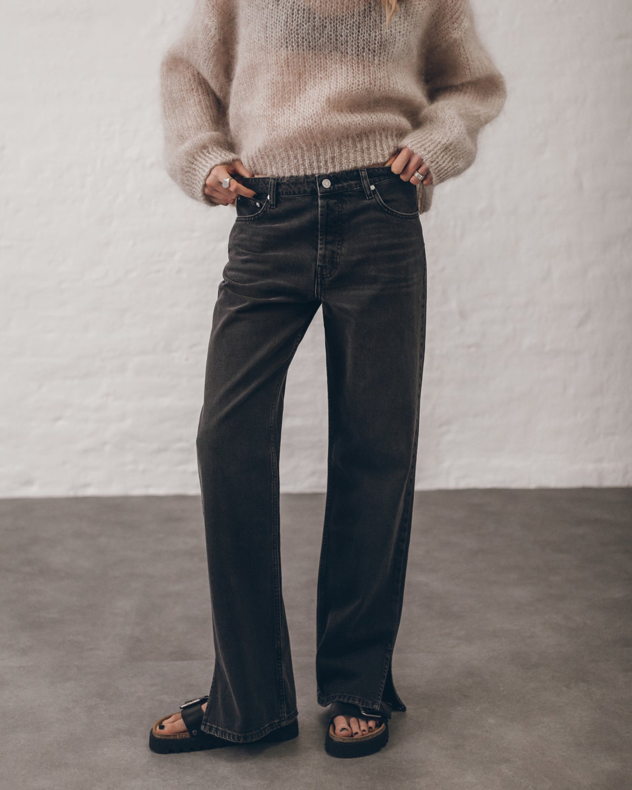 The Black Straight Slit Jeans