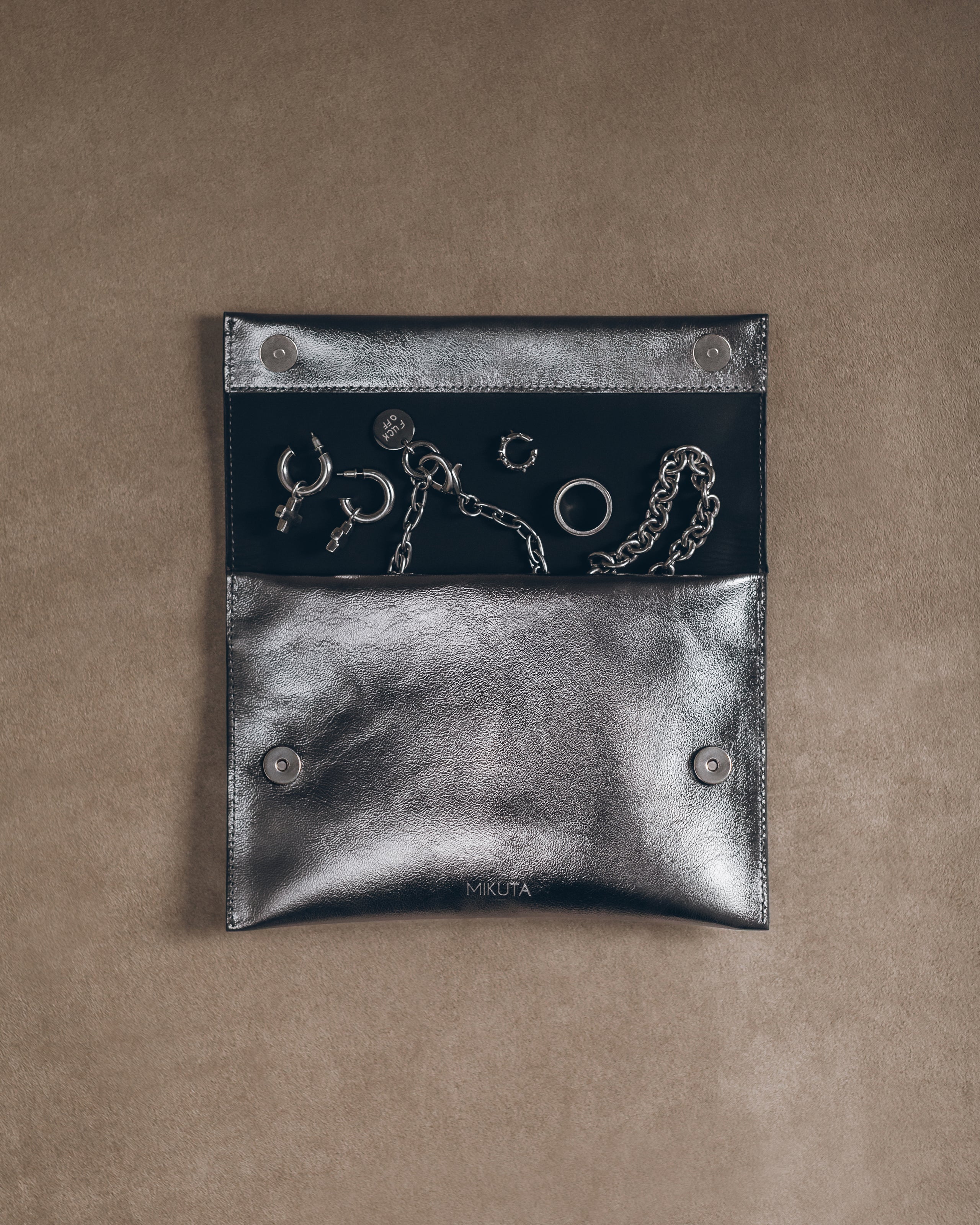 The Silver Leather Essentials Pouch