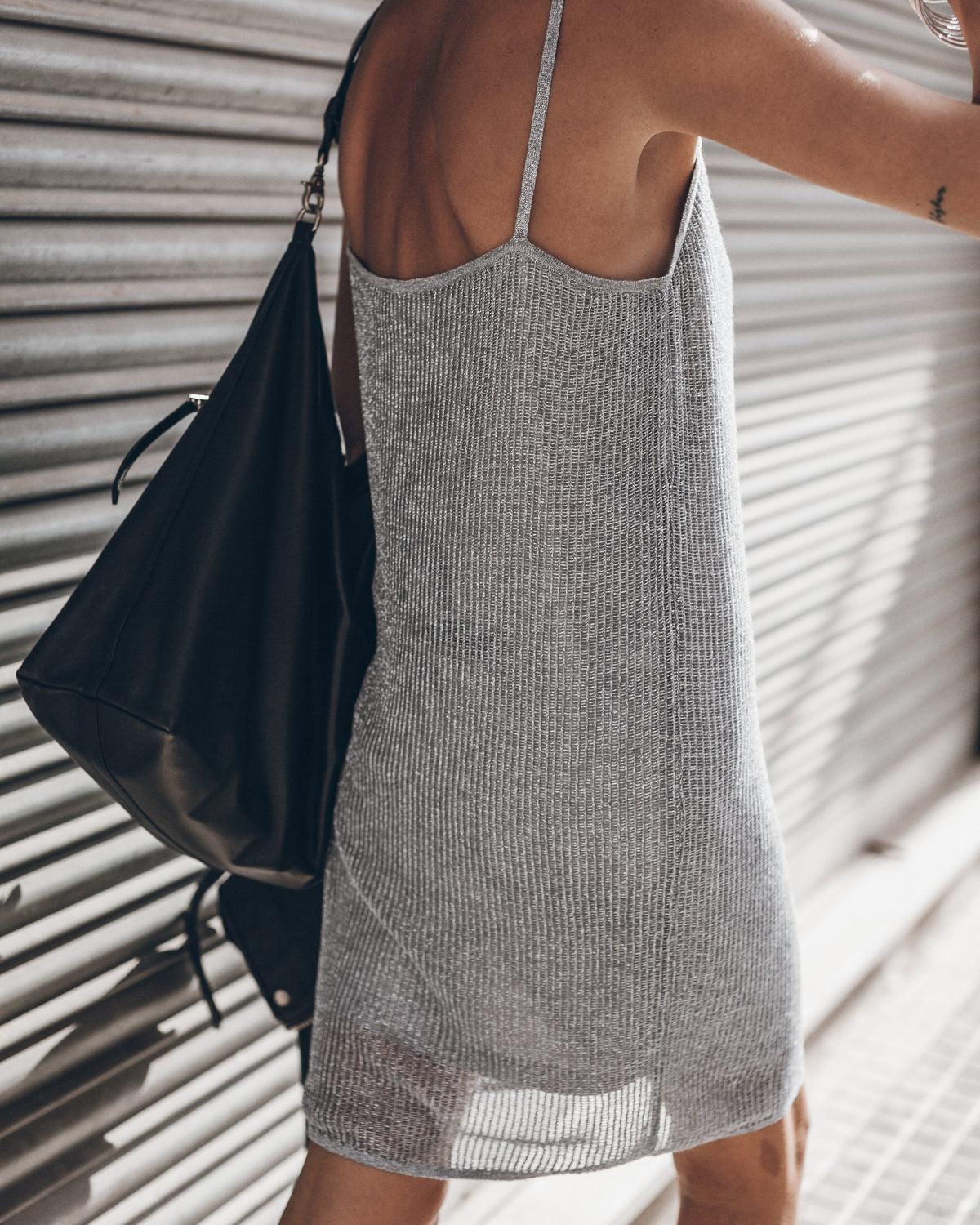 The Silver Metallic Knit Dress
