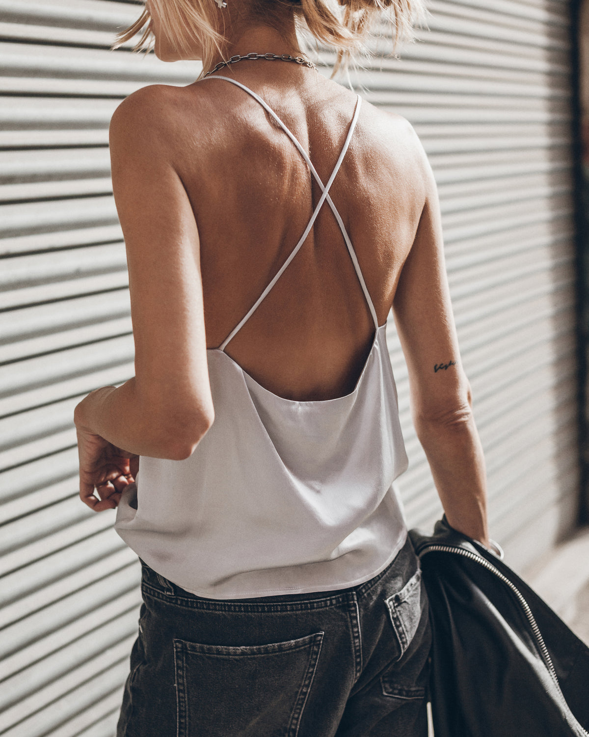 The Silver Satin Top