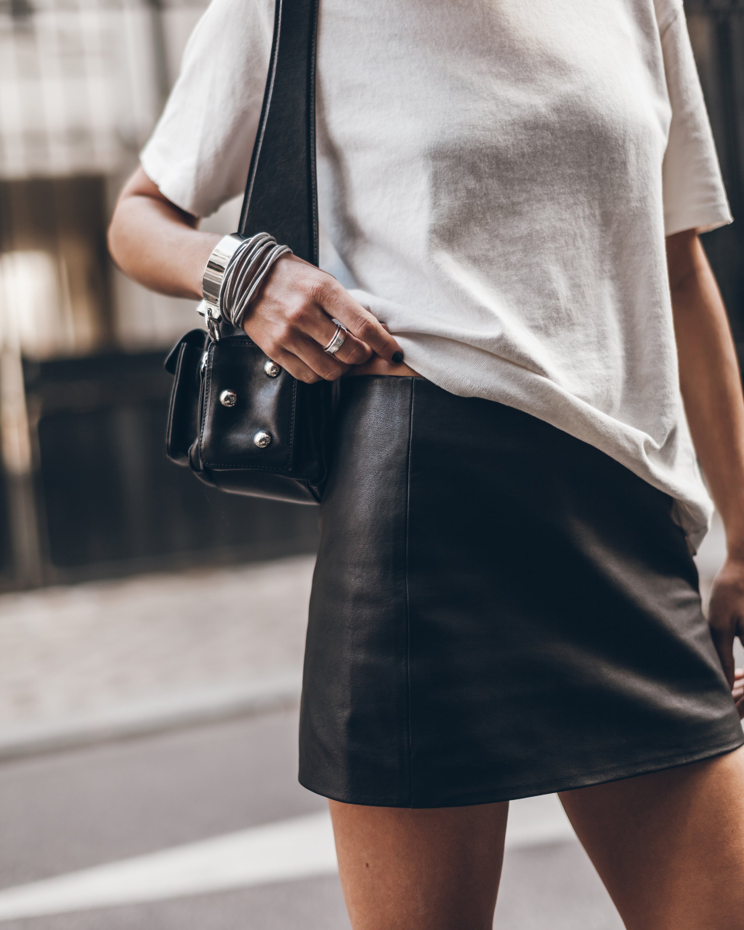 The Straight Mini Leather Skirt