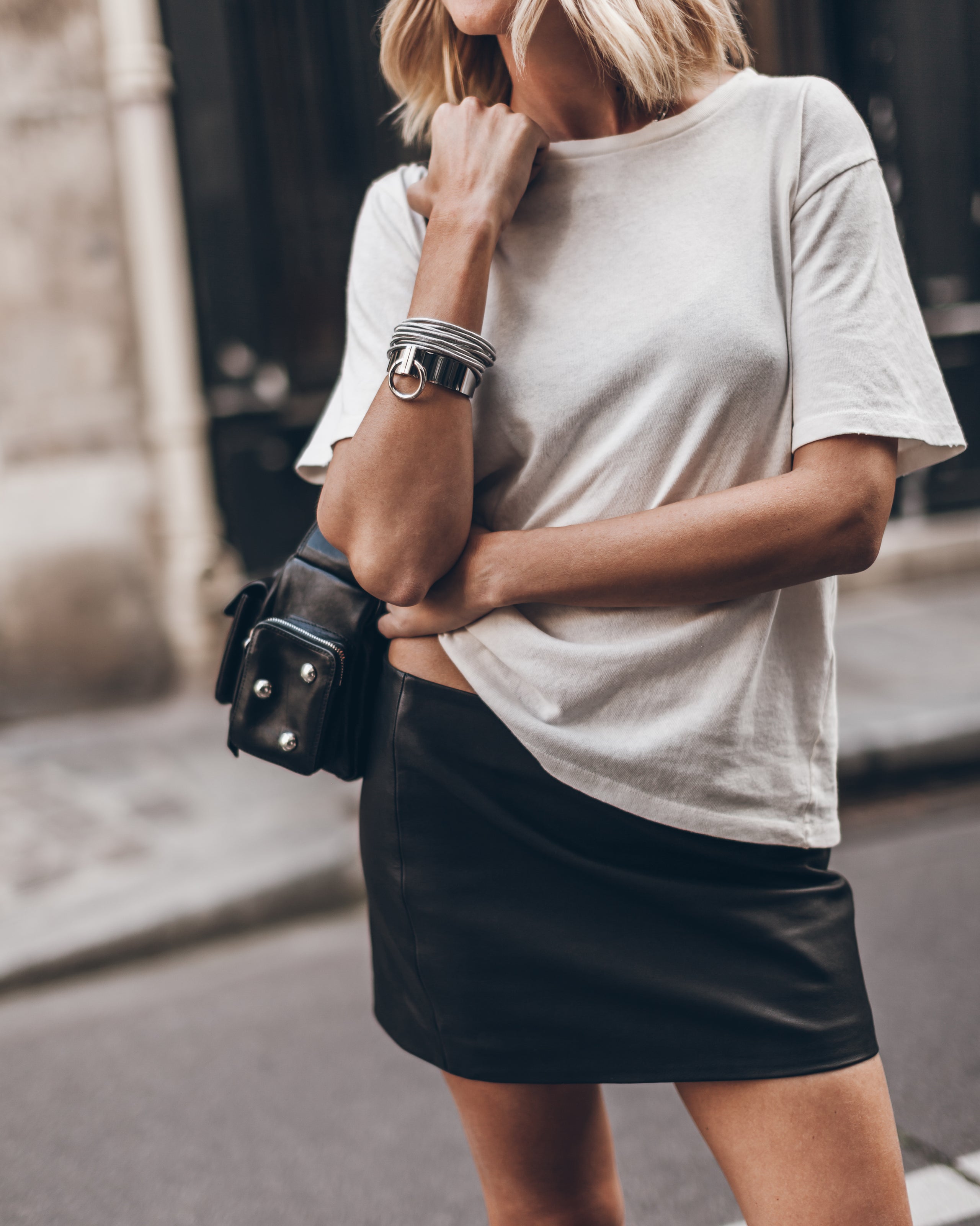 The Straight Mini Leather Skirt