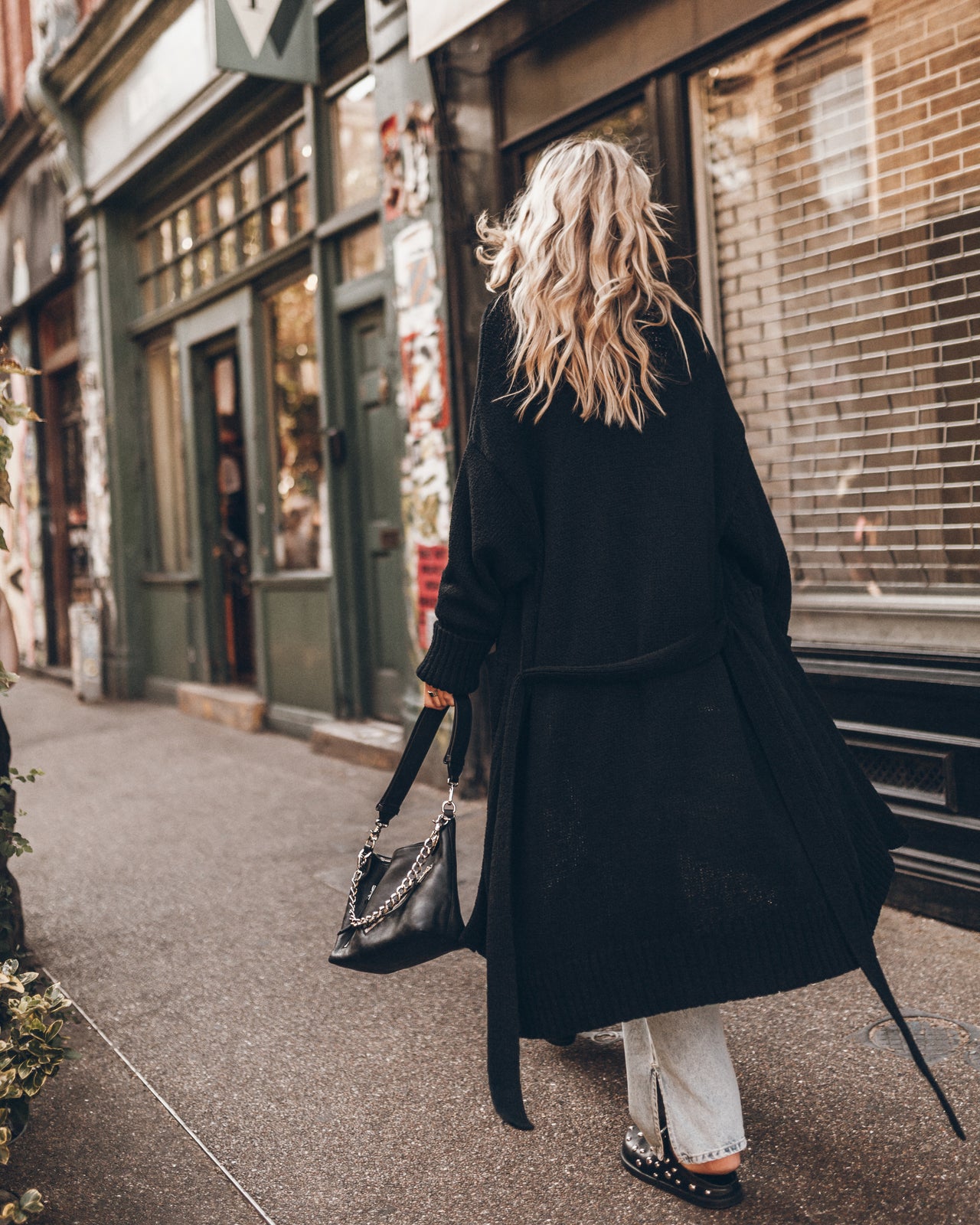 The Black Long Cotton Cardigan