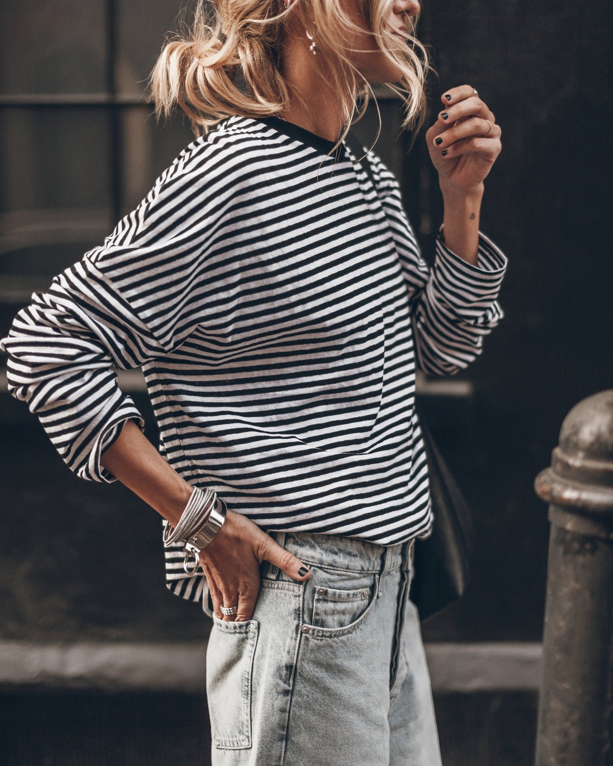 The Striped Cotton Linen Loose Longsleeve
