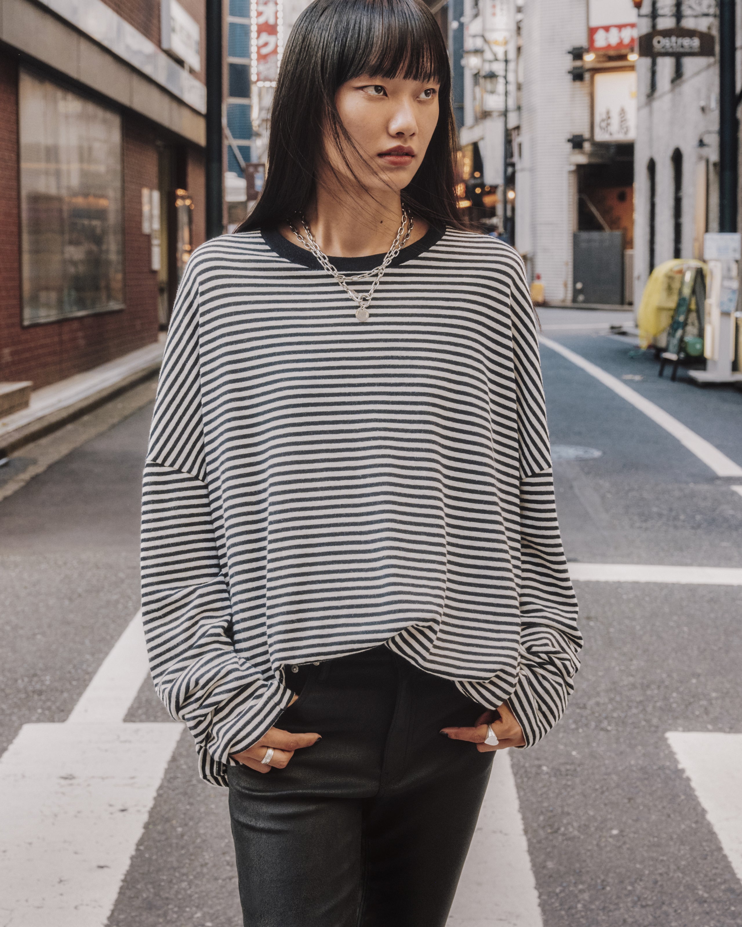 The Striped Dry Cotton Loose Longsleeve