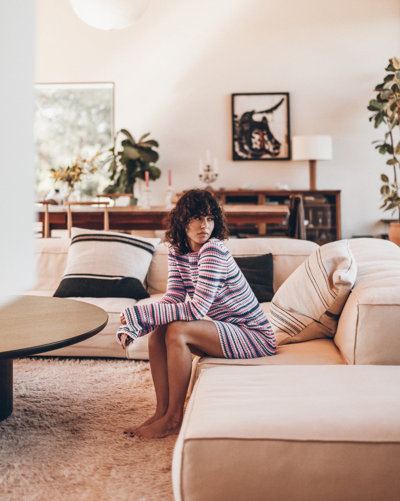 The Striped Knitted Low Back Longsleeve Dress