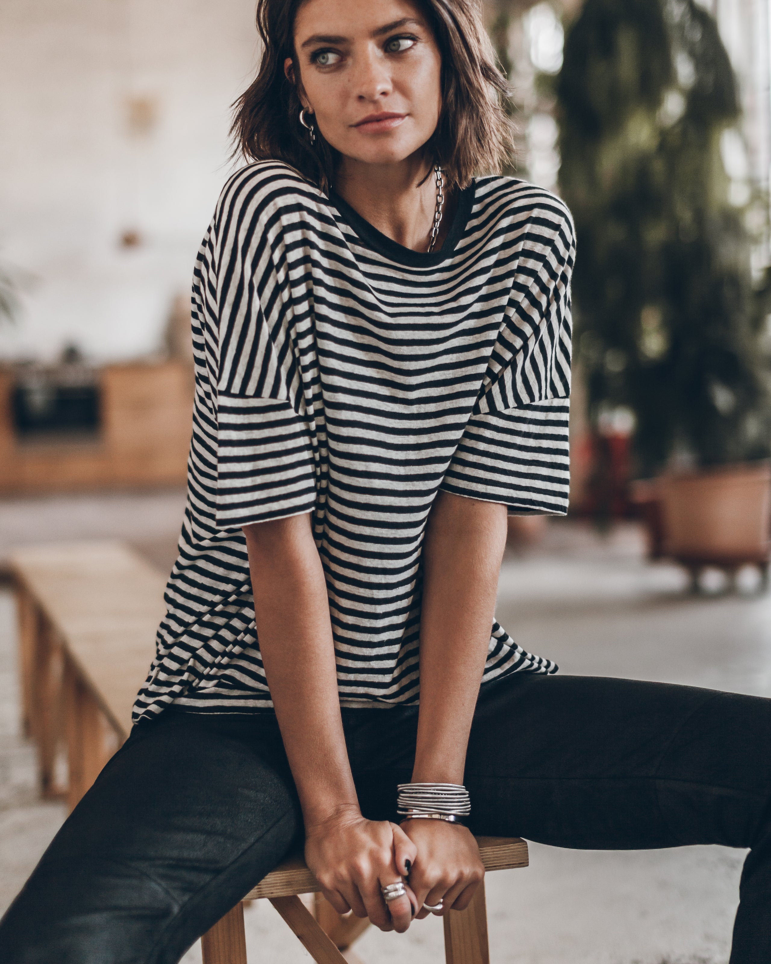 The Striped Long Loose Thin Linen Shirt Studio Melina - Product photo