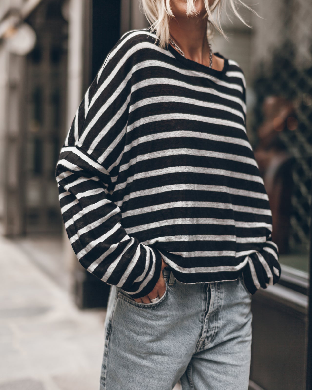 The Striped Loose Linen Longsleeve