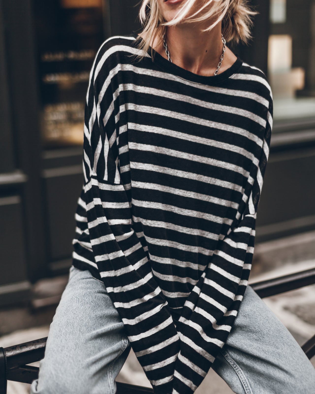 The Striped Loose Linen Longsleeve