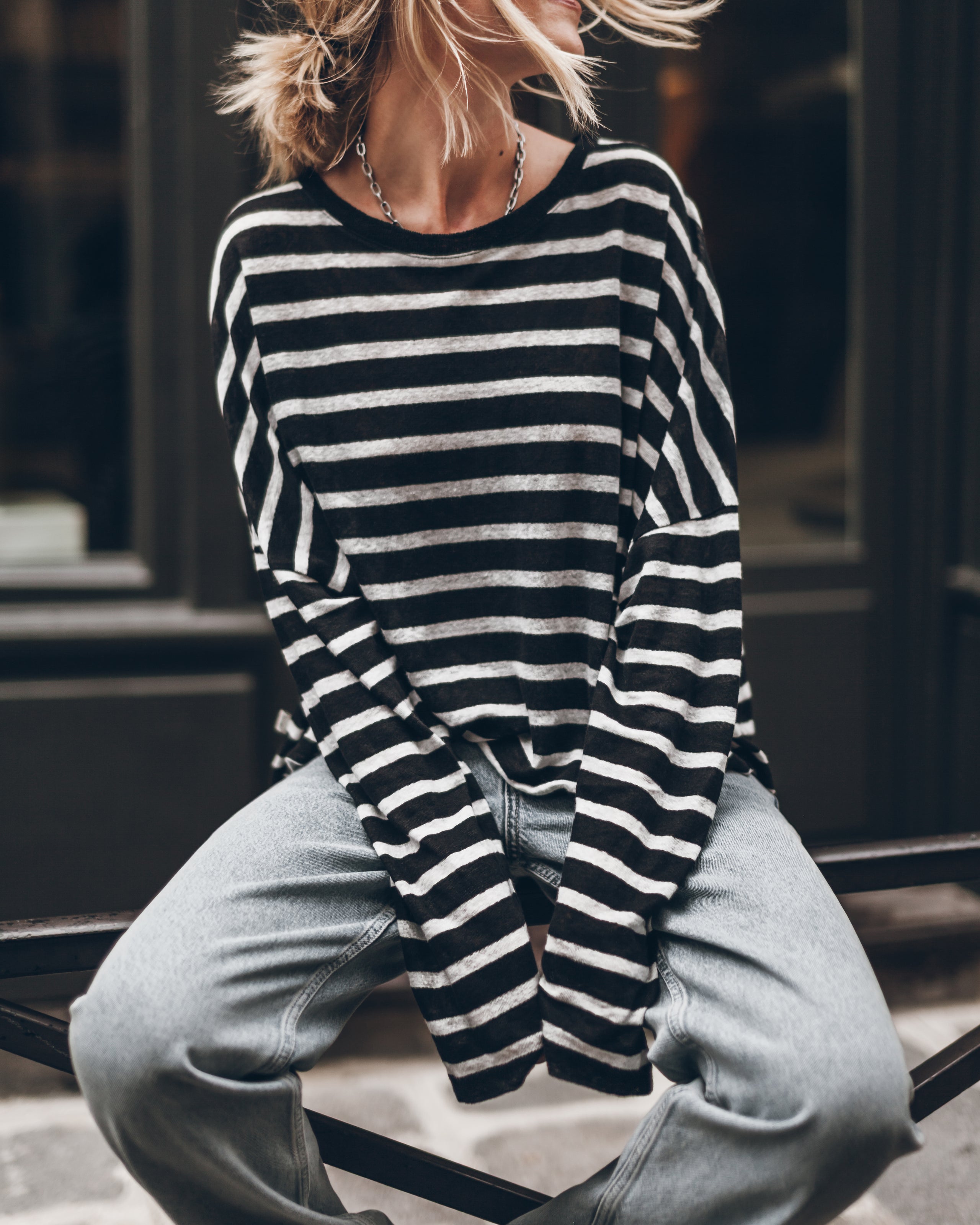 The Striped Loose Linen Longsleeve