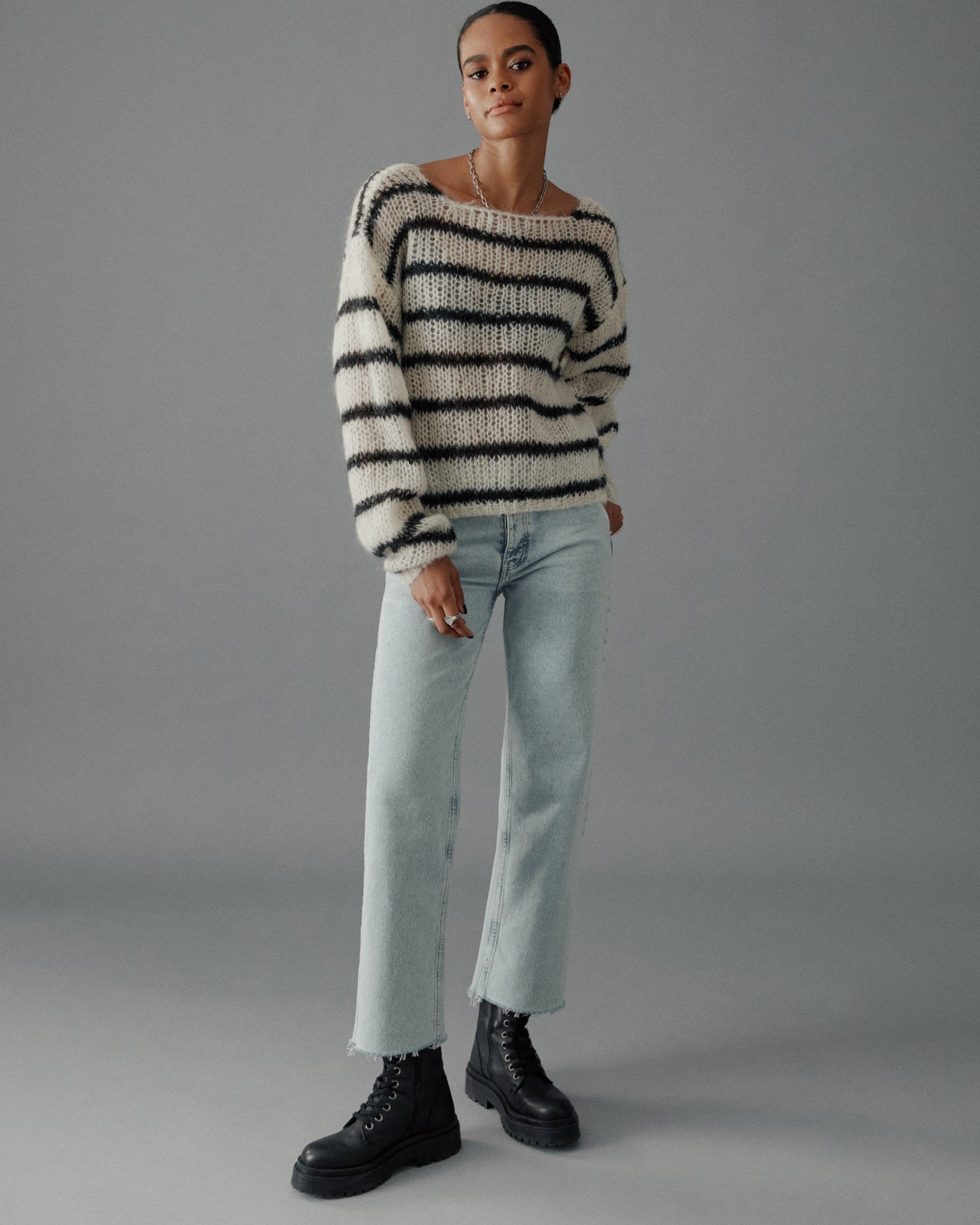 The Striped Mohair Knitted Sweater
