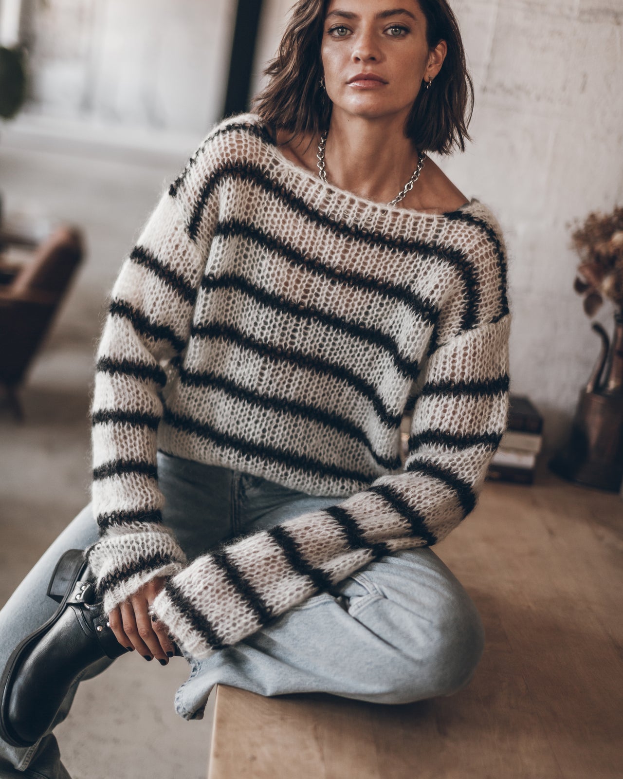 The Striped Mohair Knitted Sweater