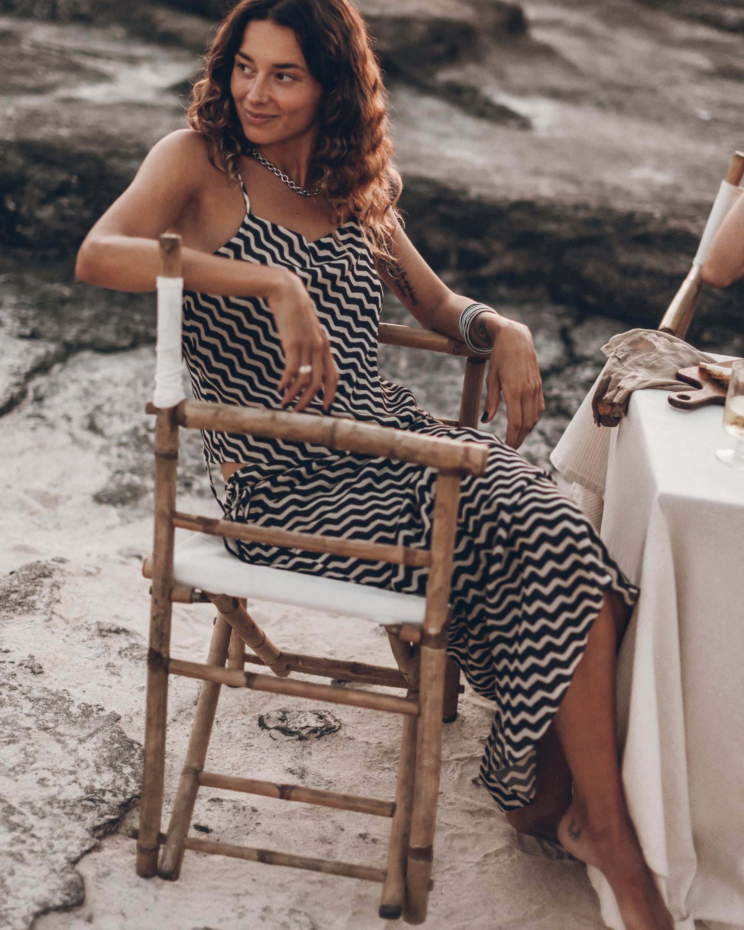 The Striped Long Sheer Slip Skirt