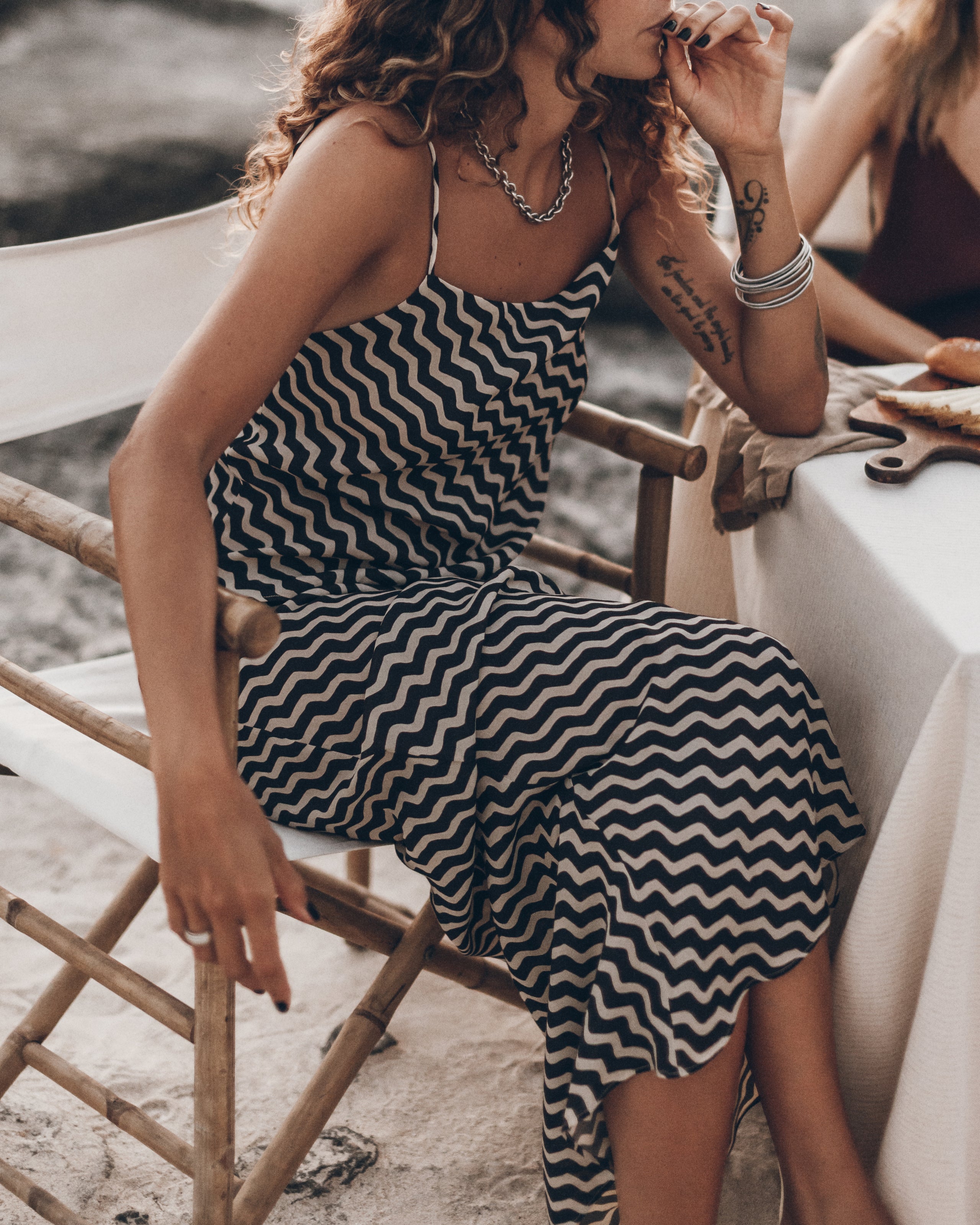 The Striped Long Sheer Slip Skirt