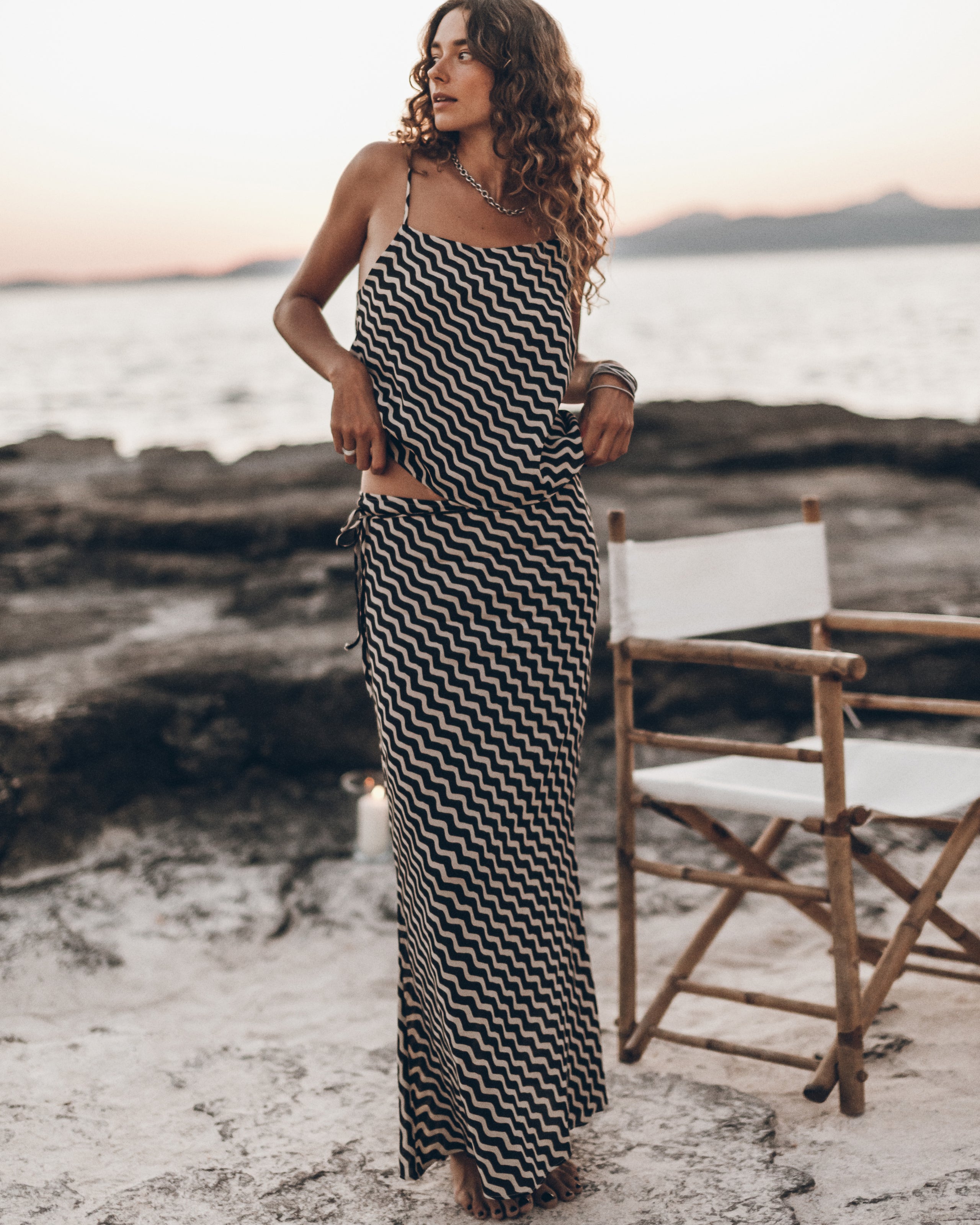 The Striped Long Sheer Slip Skirt