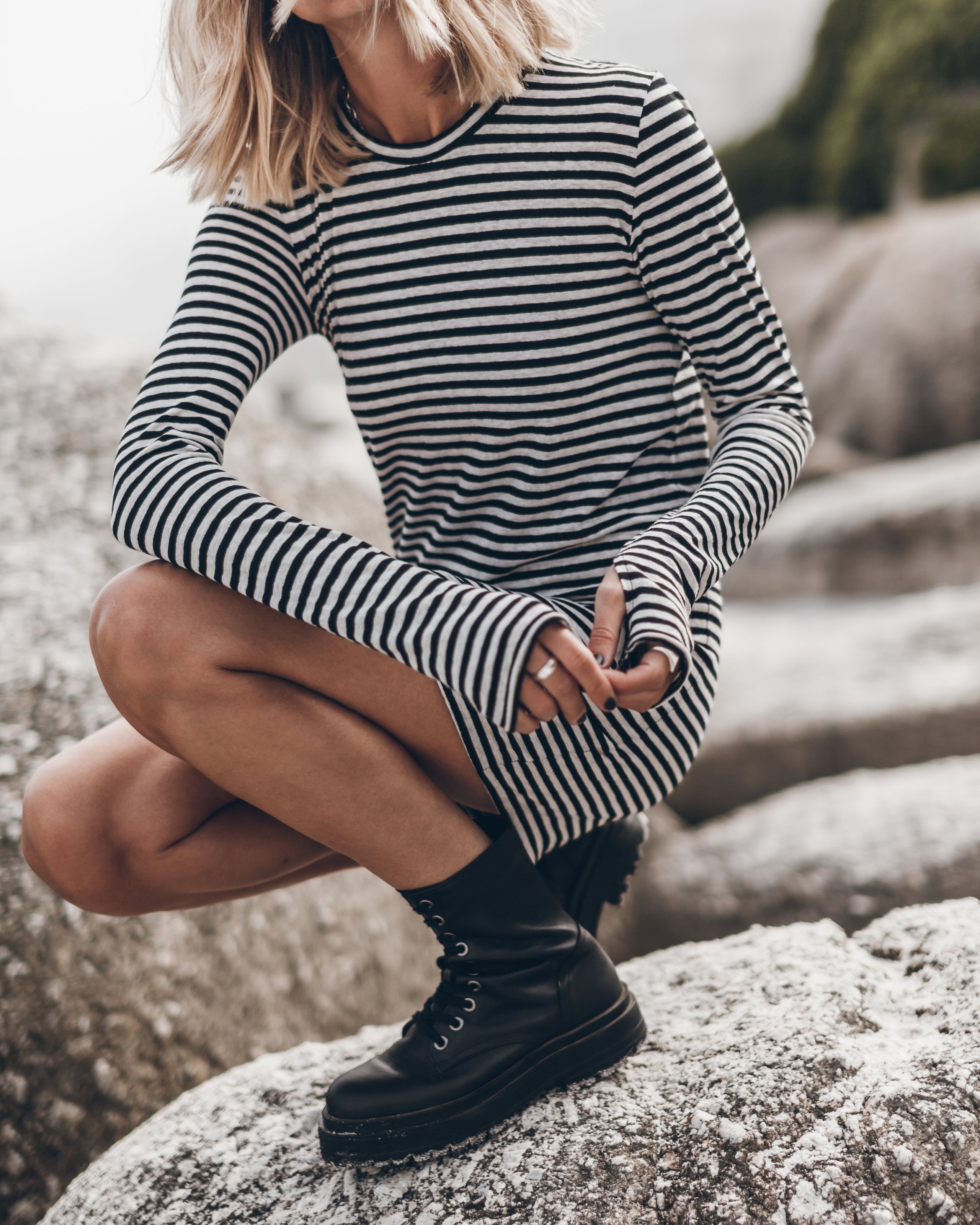 The Striped Short Linen Longsleeve Dress