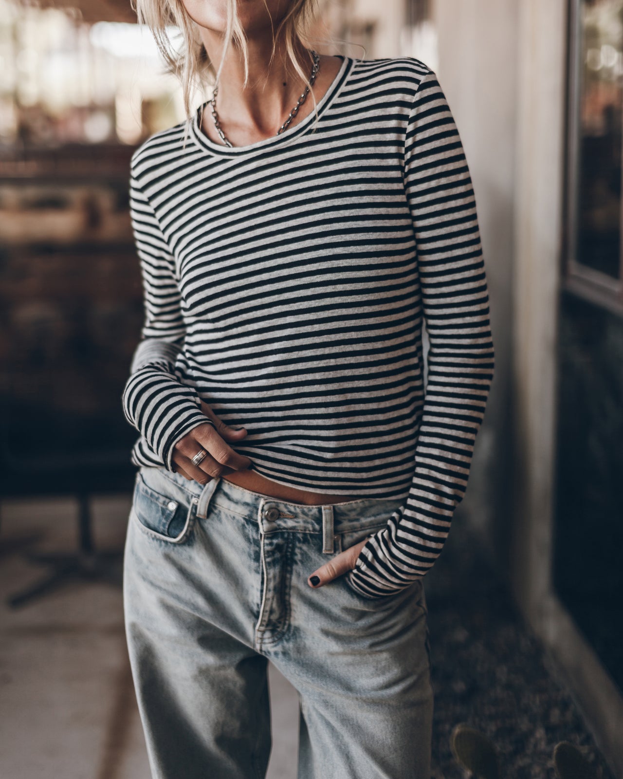 The Striped Thin Linen Longsleeve