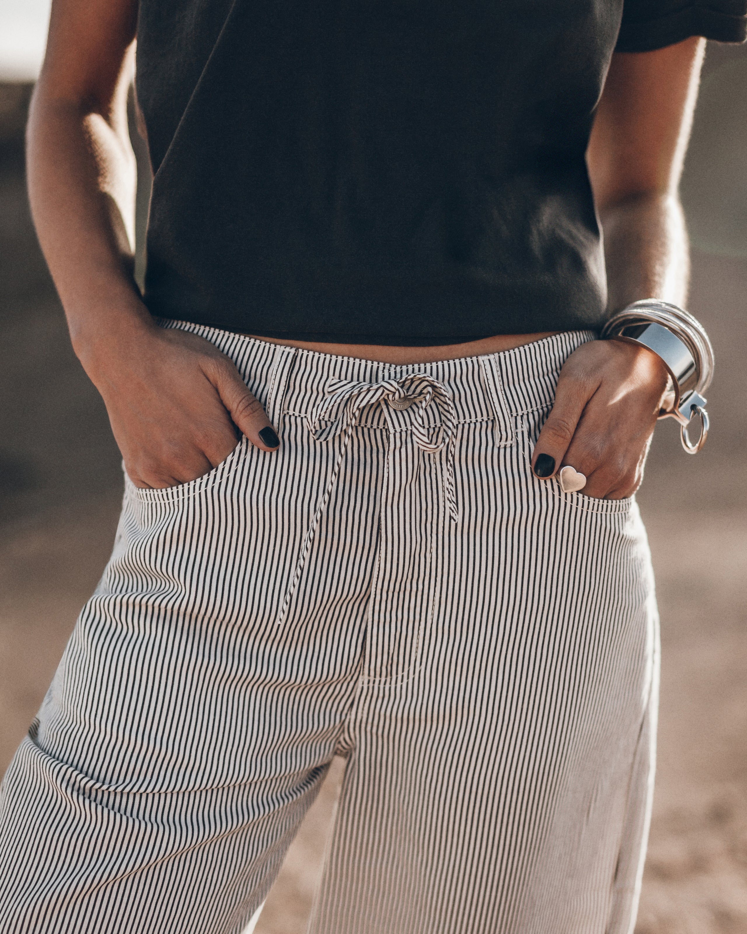 The Striped Tied Waist Pants