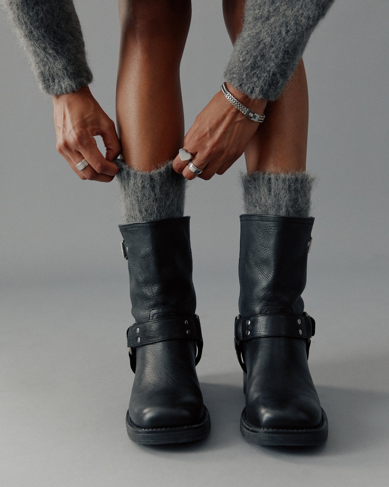The Grey Fluffy Alpaca Knit Socks